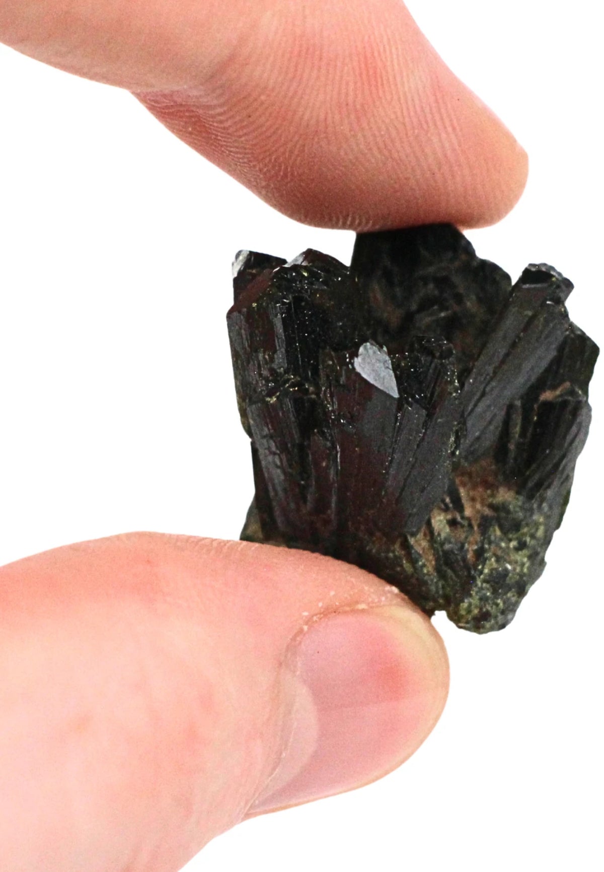 Aegirin kristall, rå, svartgrön, 2,5 cm, nr 02