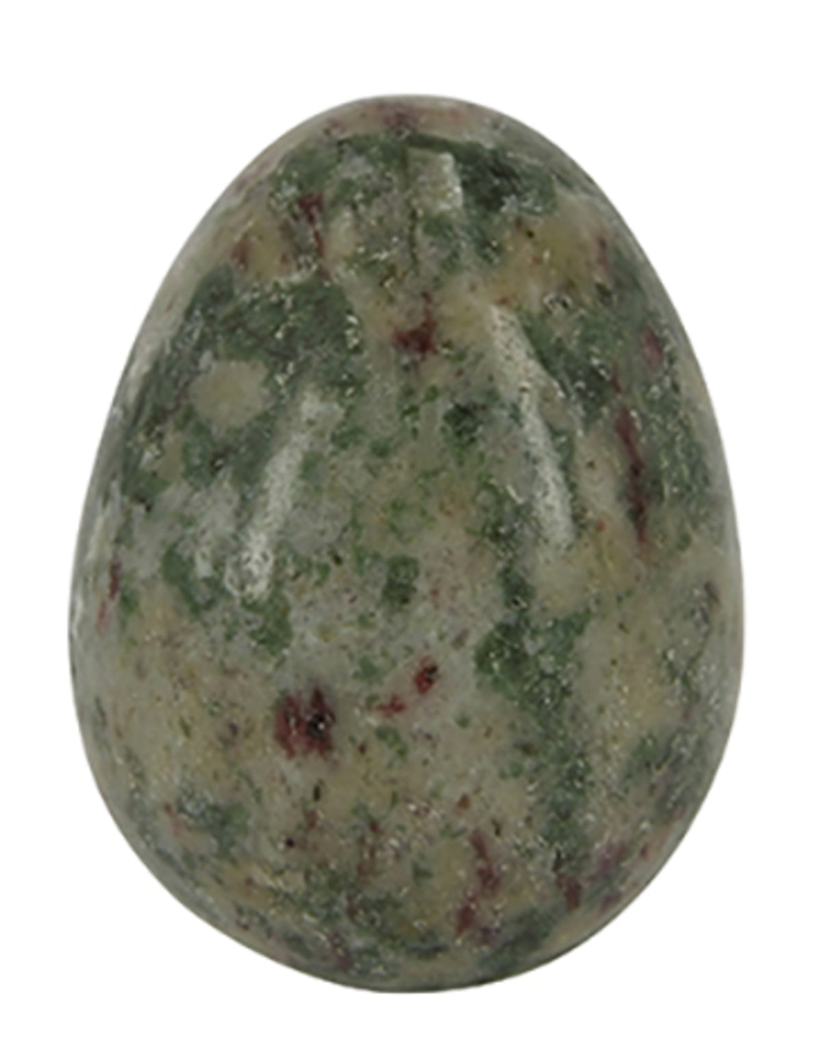 Trädagat ägg, grön med vita mönster, ca 5 cm