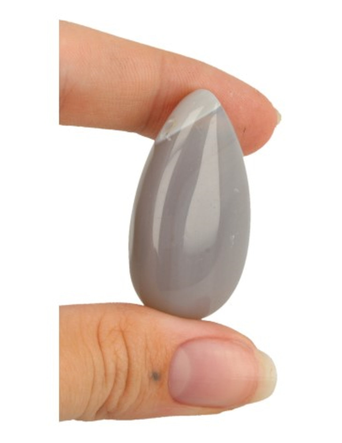 Agat hänge, droppform, grå, 4 cm