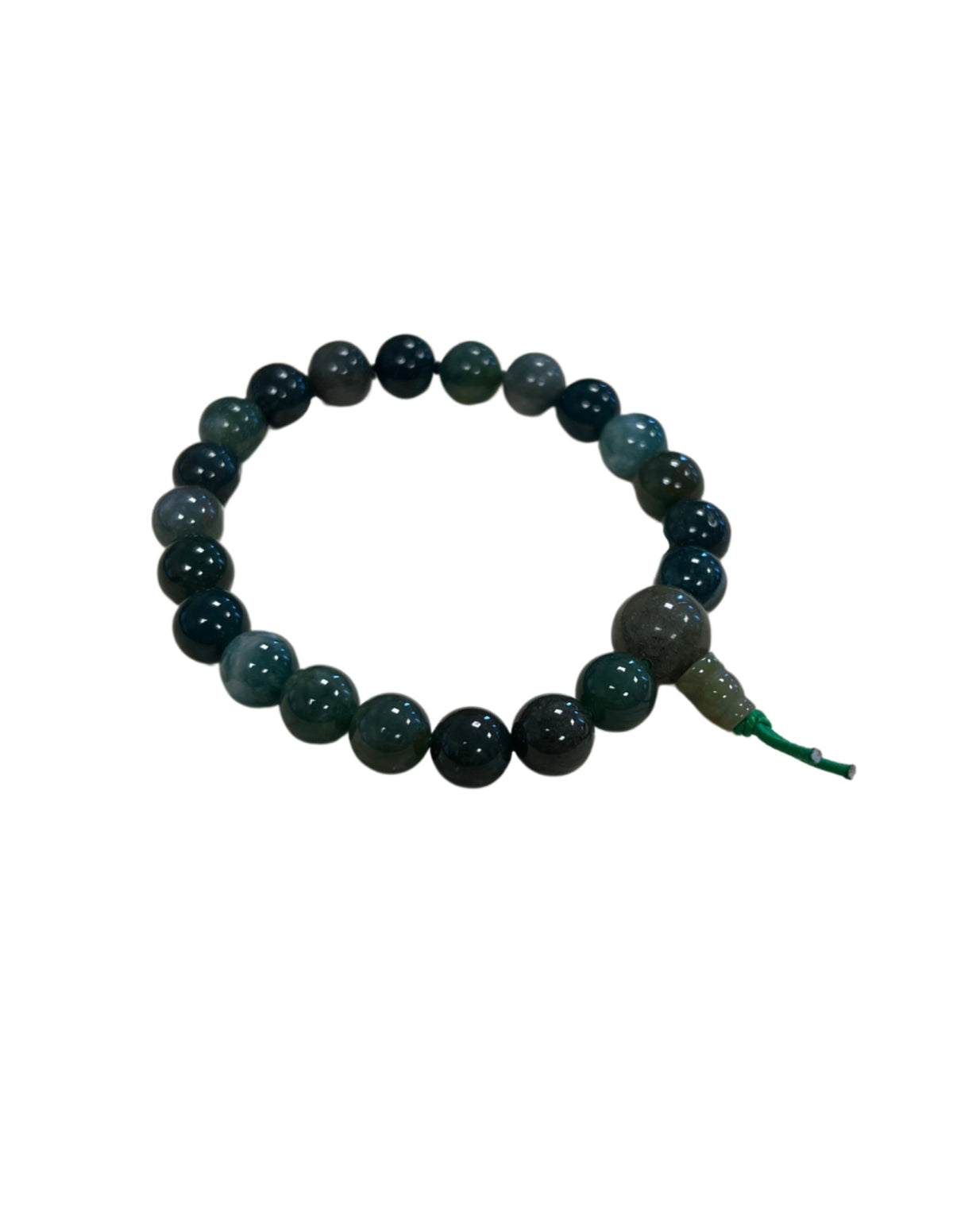 Mossagat armband, 8 mm pärlor, 18 cm