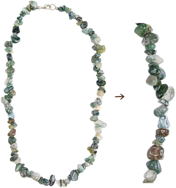 Mossagat halsband med splitstenar, 5 till 10 mm, 45 cm