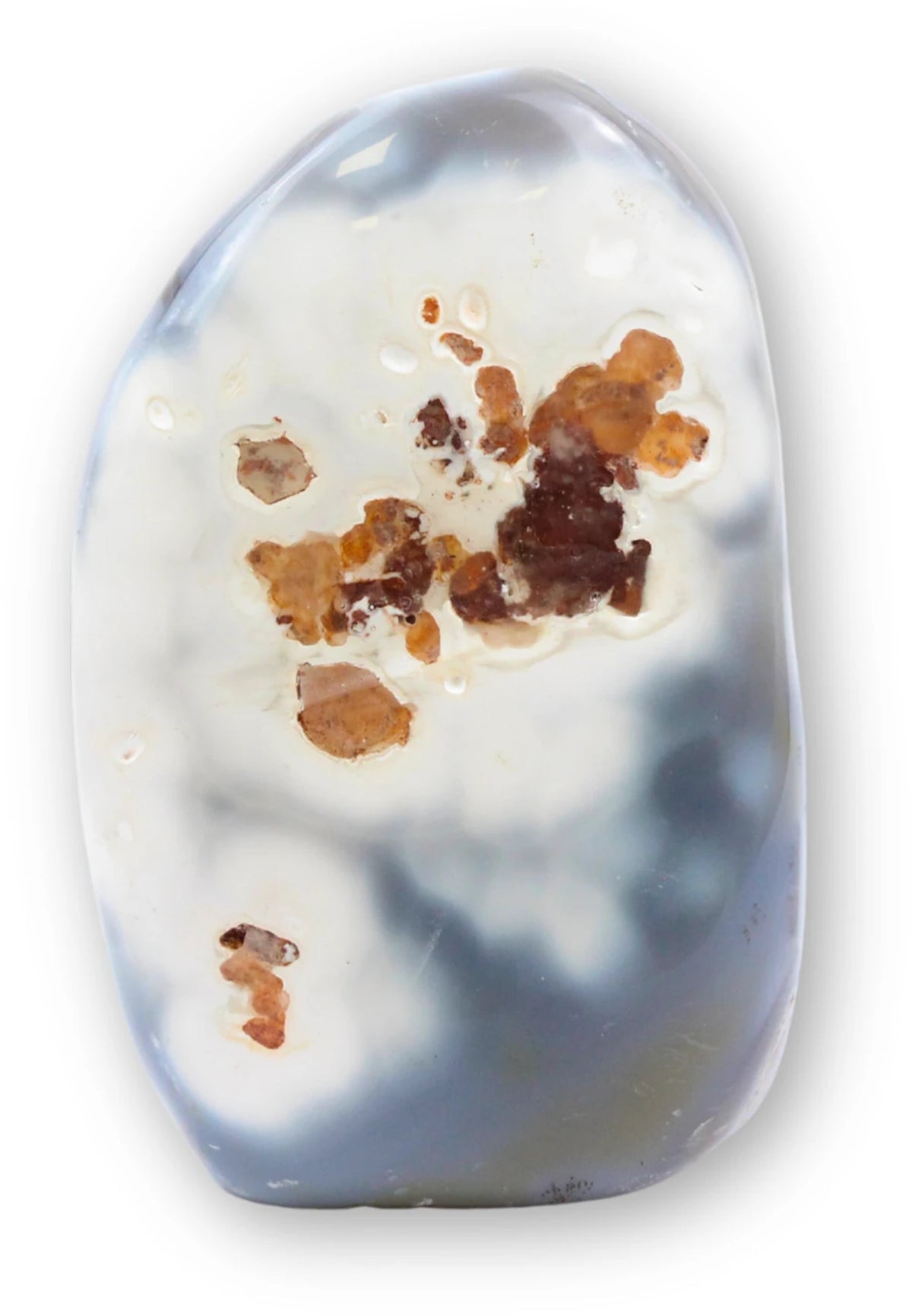 Agat orka skulptur, vit, svart och grå, 9,7 cm, nr 16