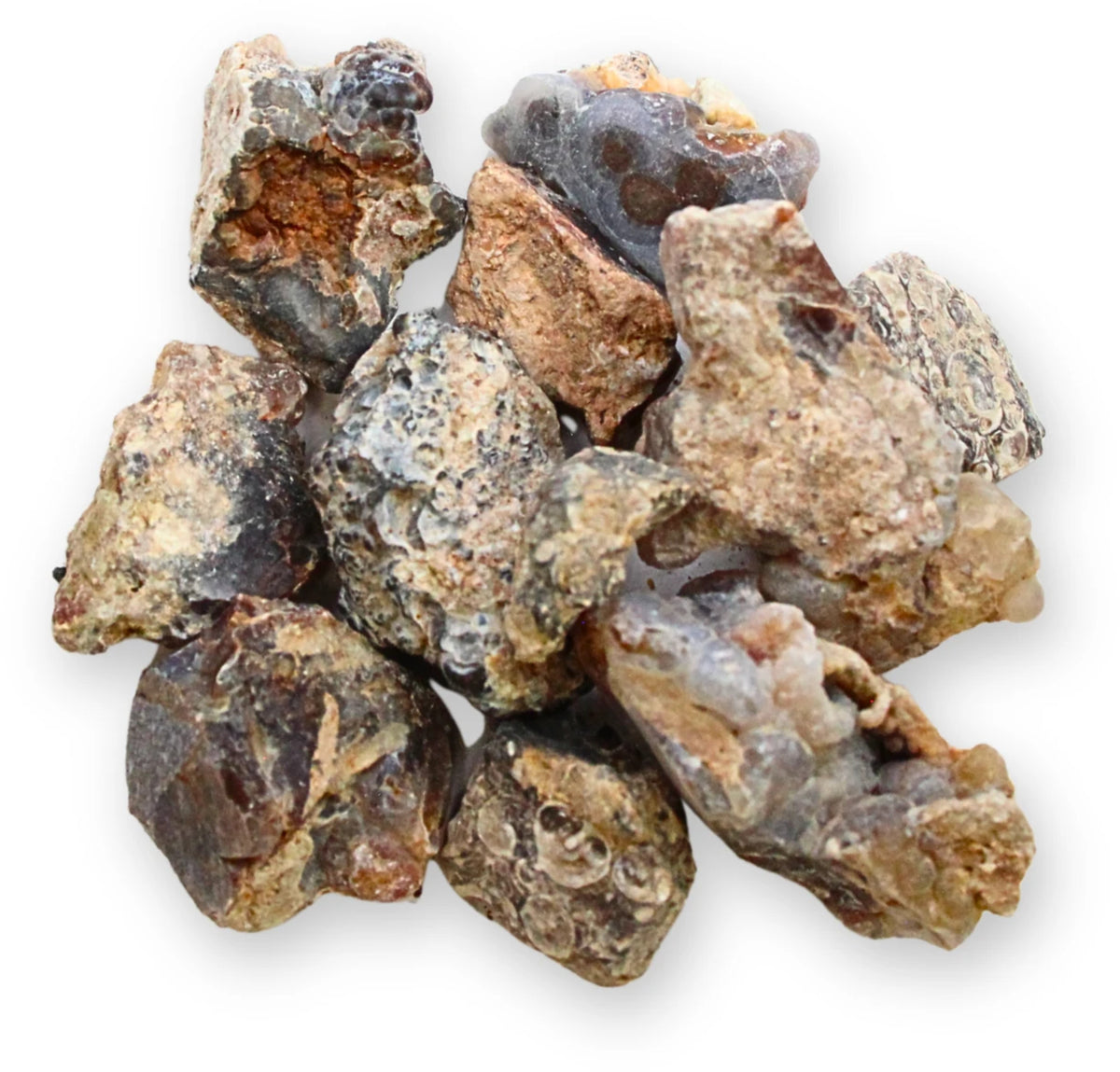 Turritella-agat råa bitar, 250 g, 2 till 5 cm