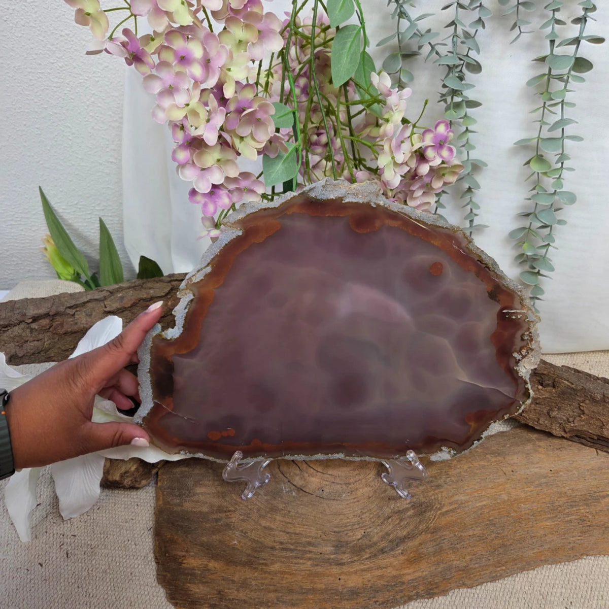 Agat skiva, naturlig, XL, 33 cm, nr 04