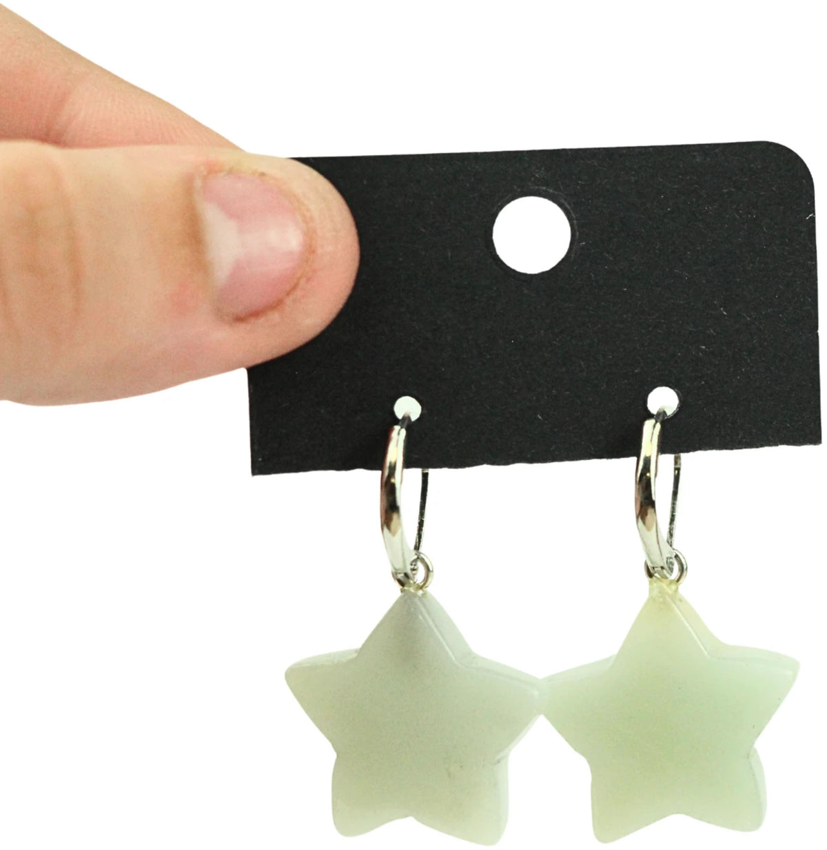Amazonit örhängen, stjärnformade, blågröna, 3 cm
