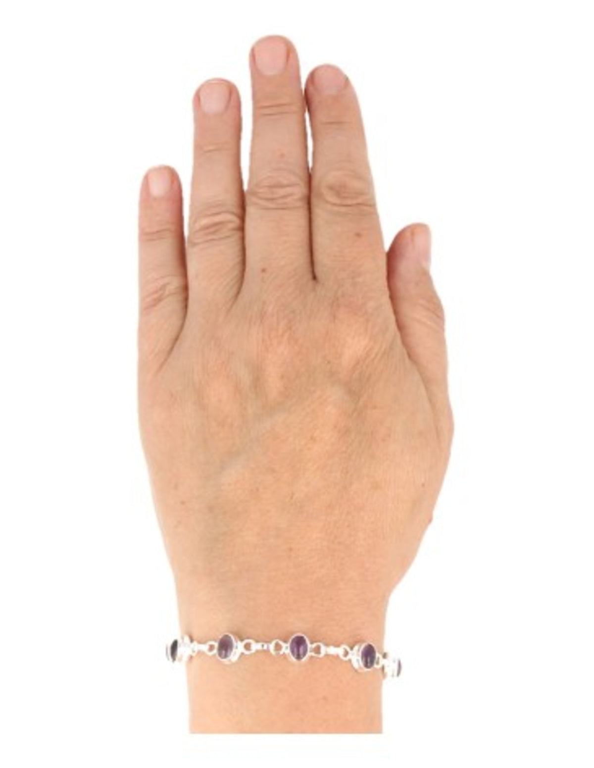 Ametist armband i 925 silver, 8 ovala fasettslipade stenar