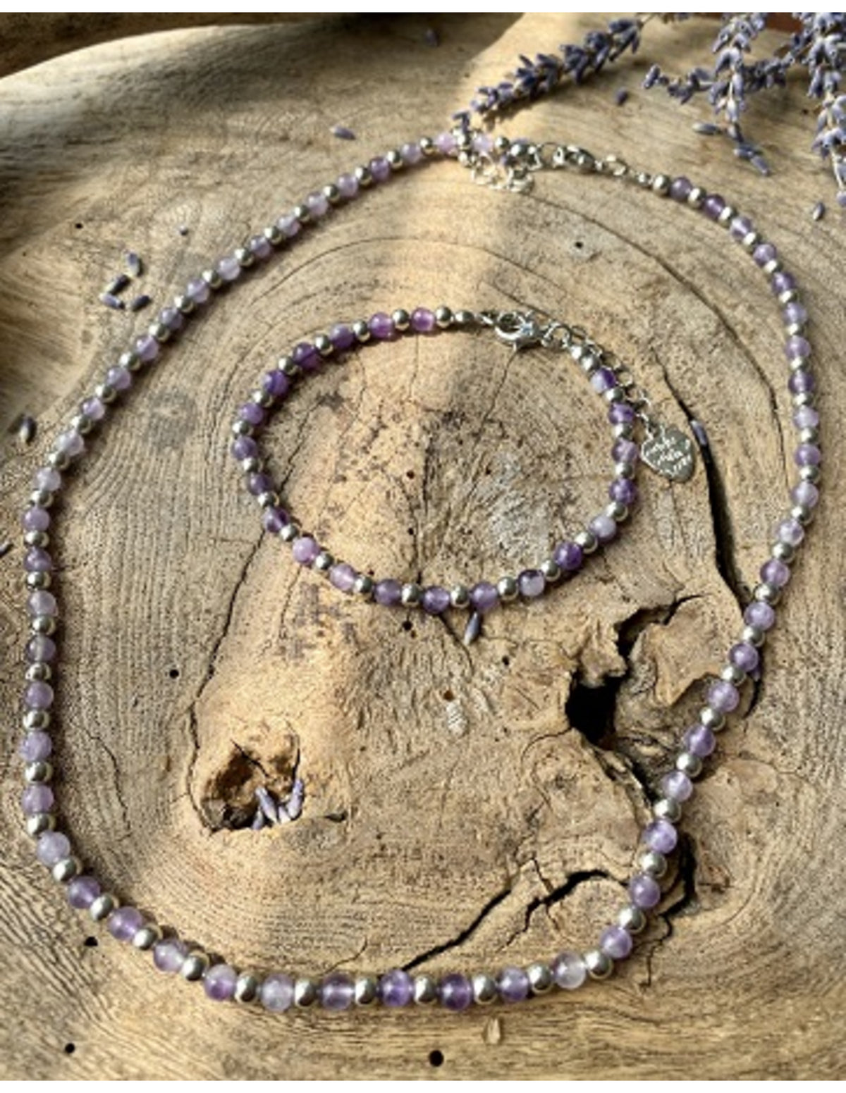Ametist halsband Ibiza Love, 4 mm pärlor, 45 cm