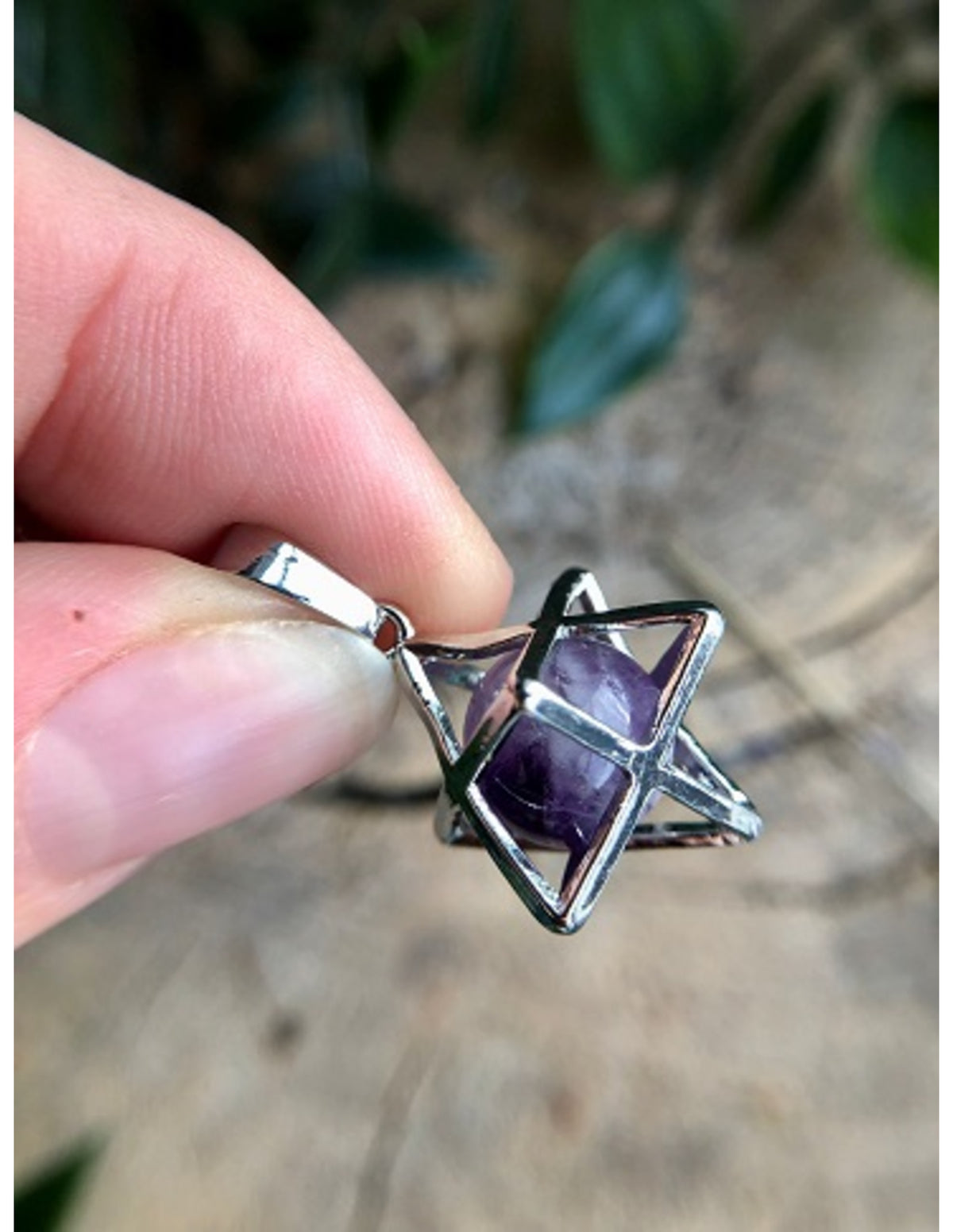 Ametist hänge, merkaba i burform, 2,5 cm