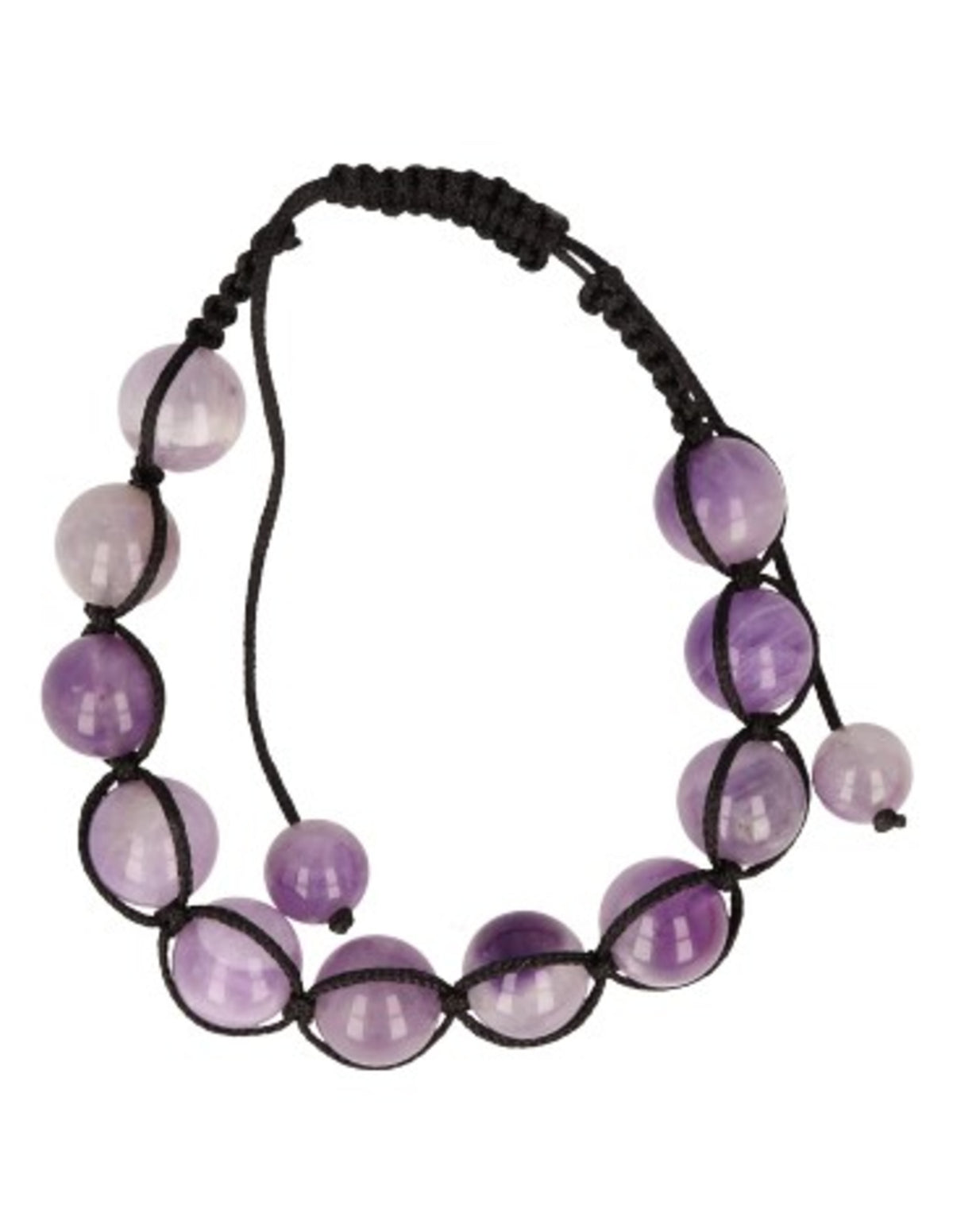 Ametist shamballa armband, 10 mm pärlor, justerbart