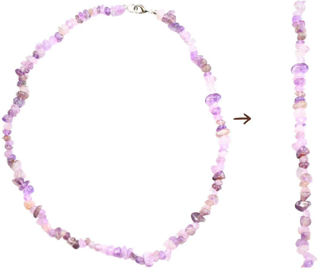 Ametist halsband med splitstenar, 5 till 10 mm