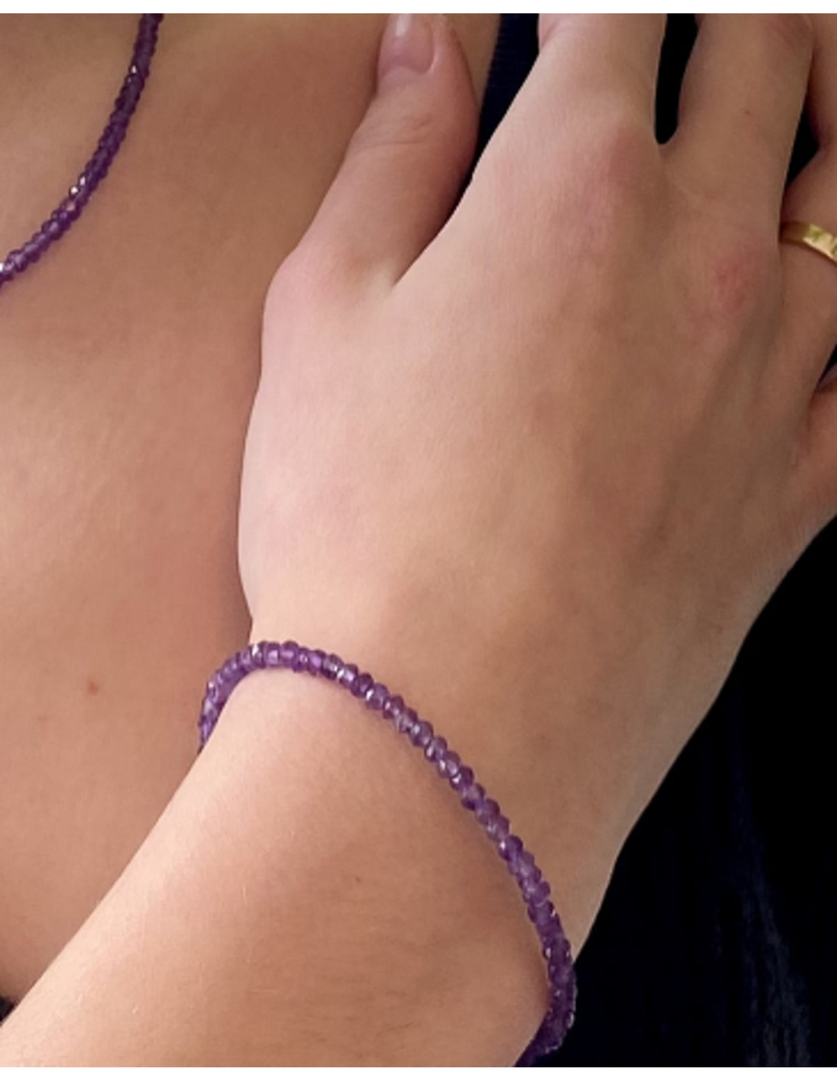 Ametist halsband Summer Vibes, fasettslipade pärlor 4 mm