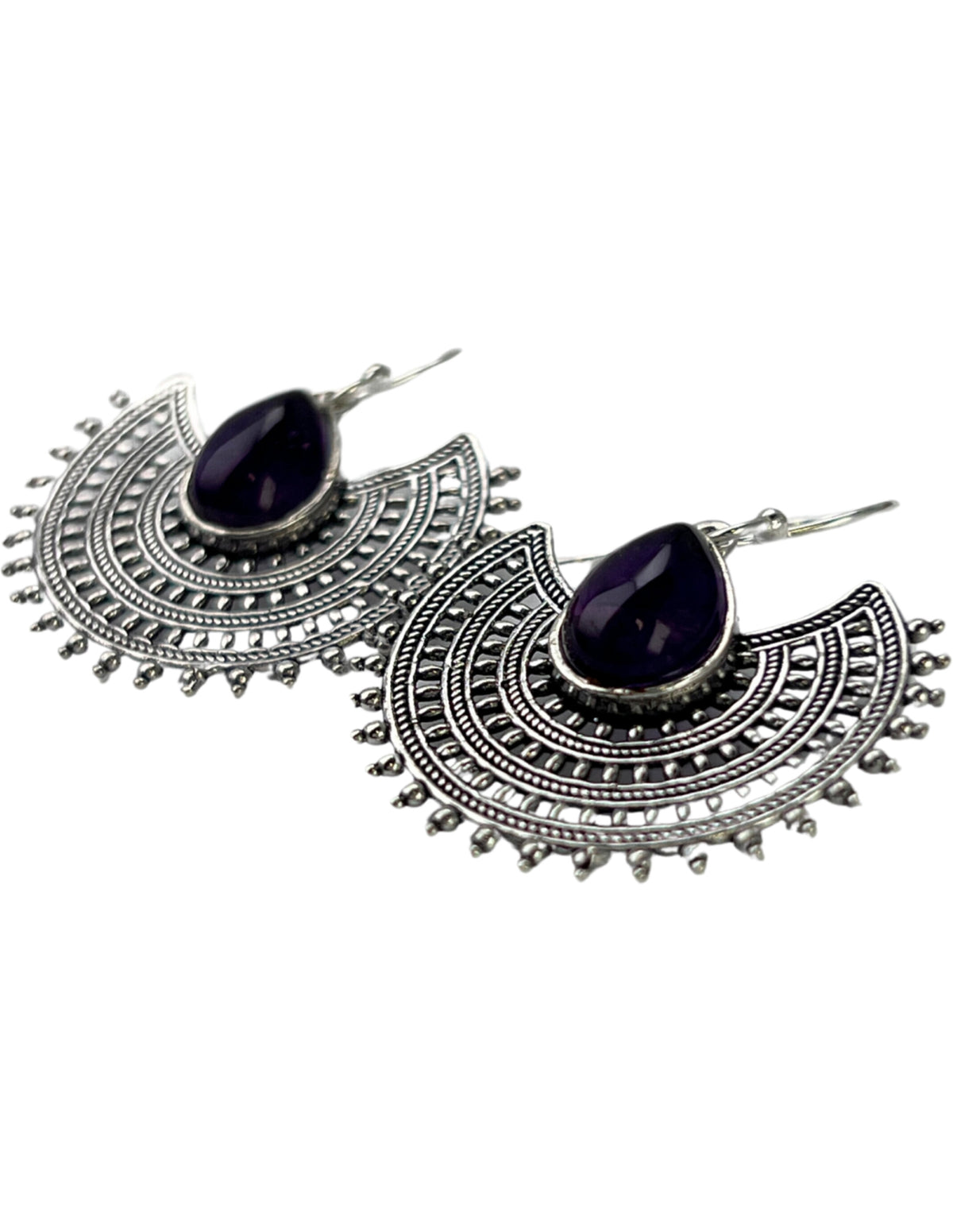 Ametist örhängen i silver, design modell 4, 4 cm
