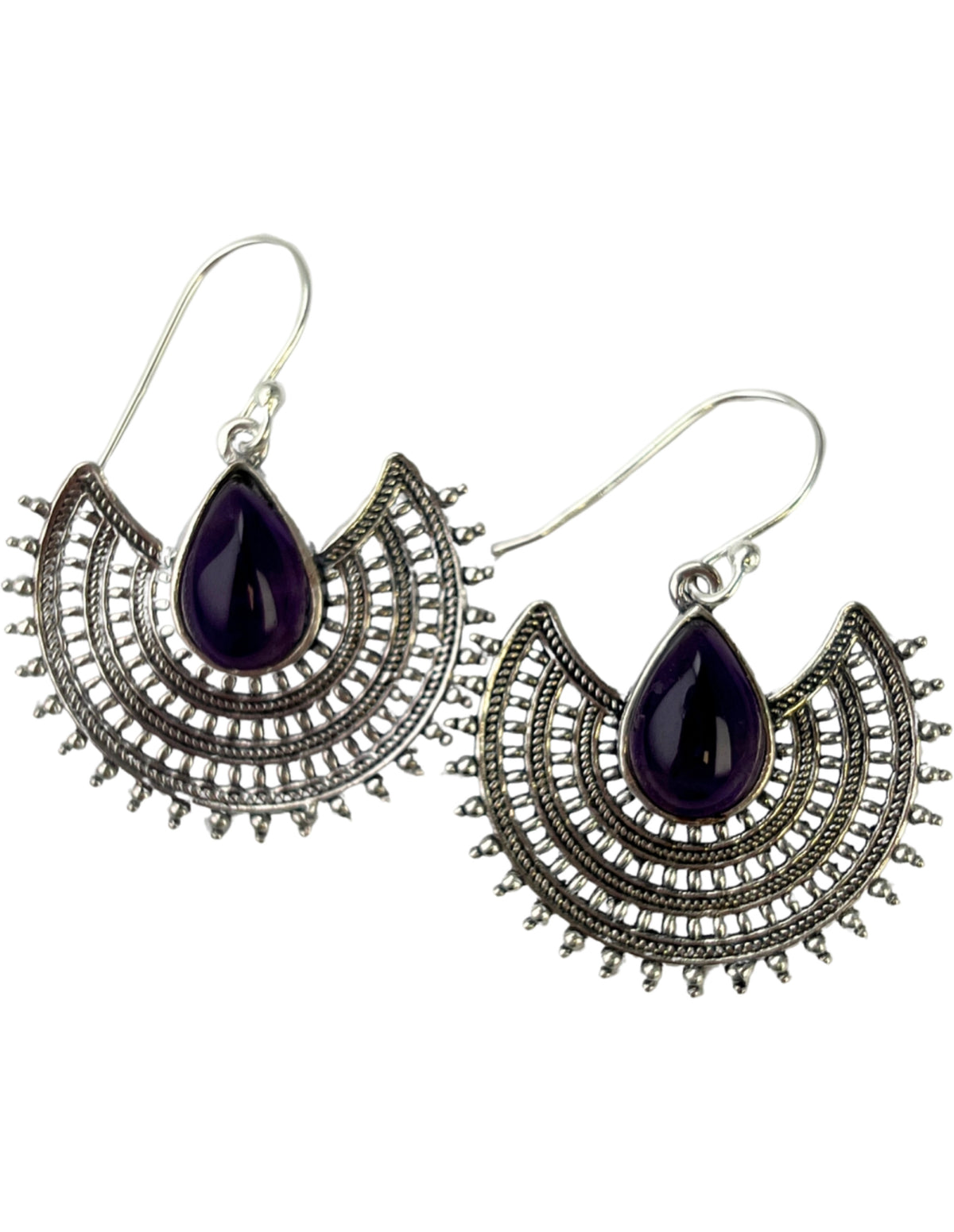 Ametist örhängen i silver, design modell 4, 4 cm