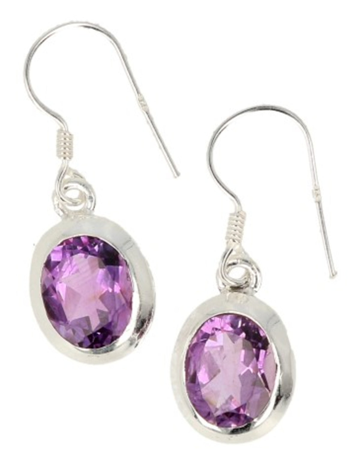 Ametist örhängen i 925 silver, ovala fasettslipade, 1,5 cm