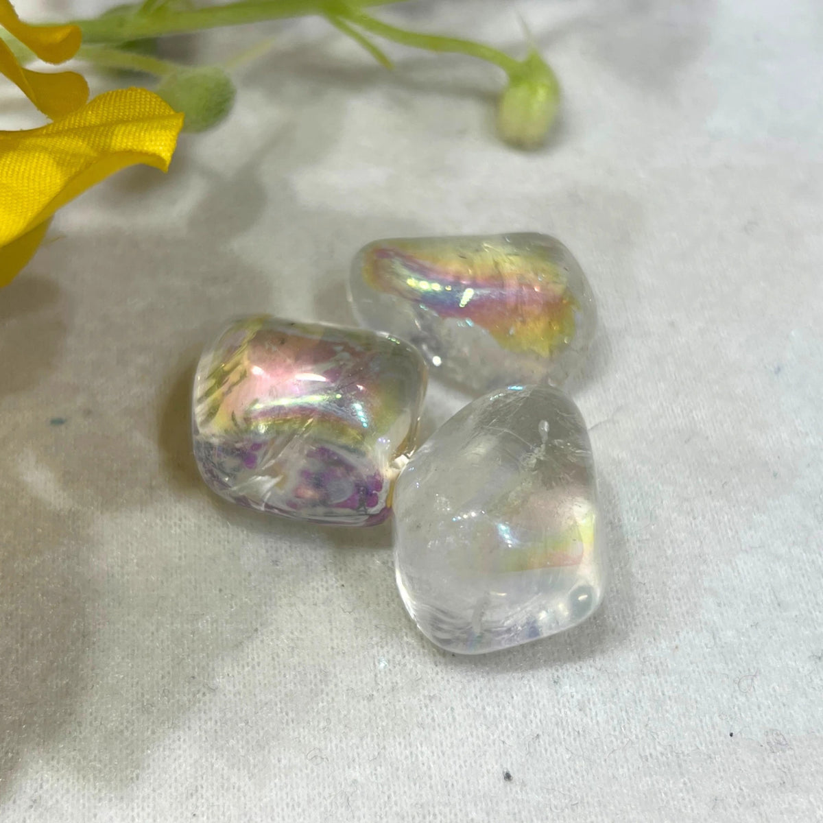 Angel aura trumlade stenar (belagd bergkristall), 50 g (ca 4 st)
