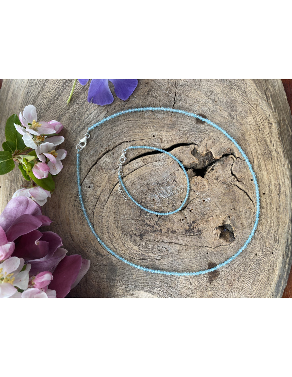 Apatit halsband Summer Vibes, 2 mm fasettslipade, 44 cm