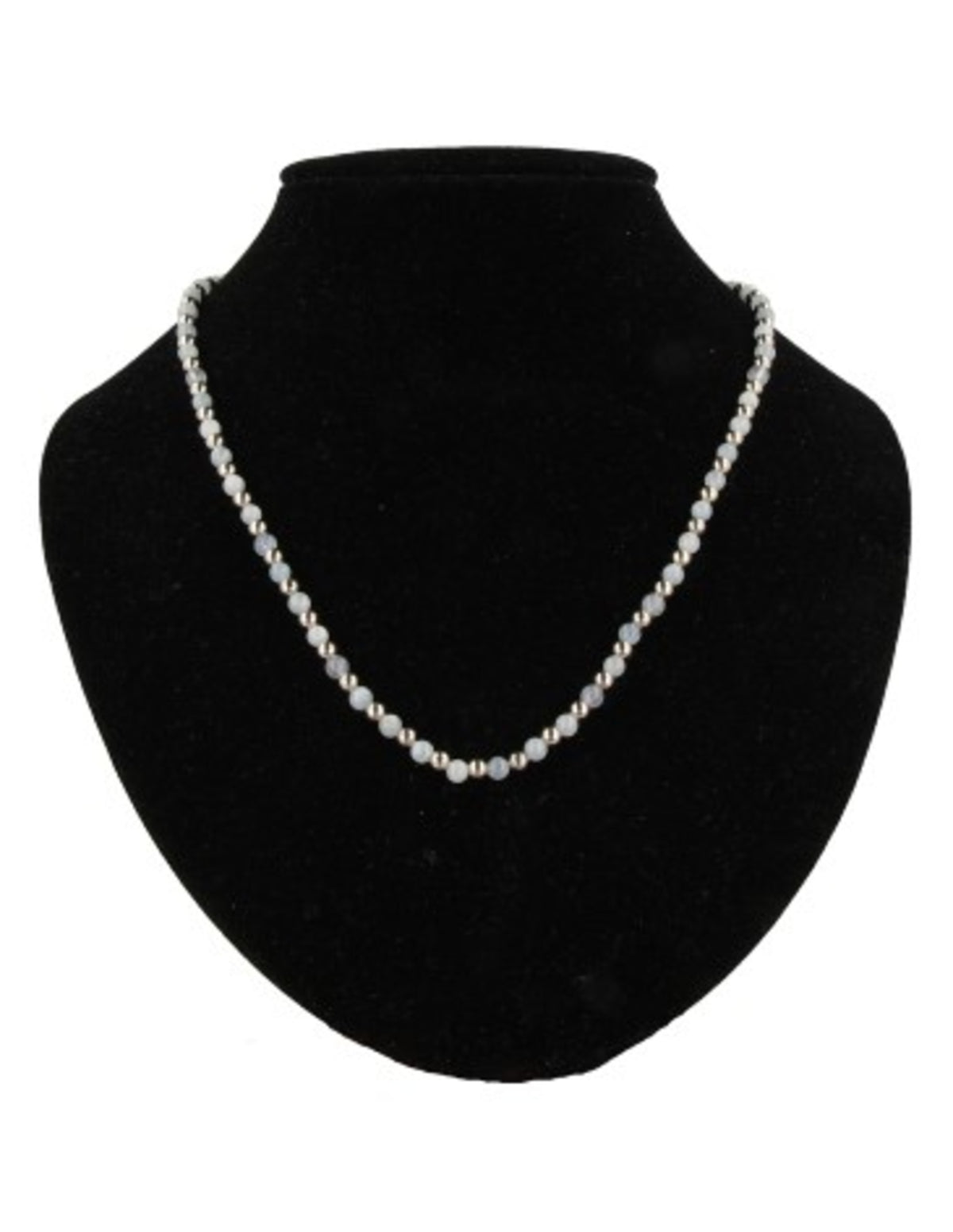 Akvamarin halsband Ibiza Love, 4 mm pärlor, 45 cm