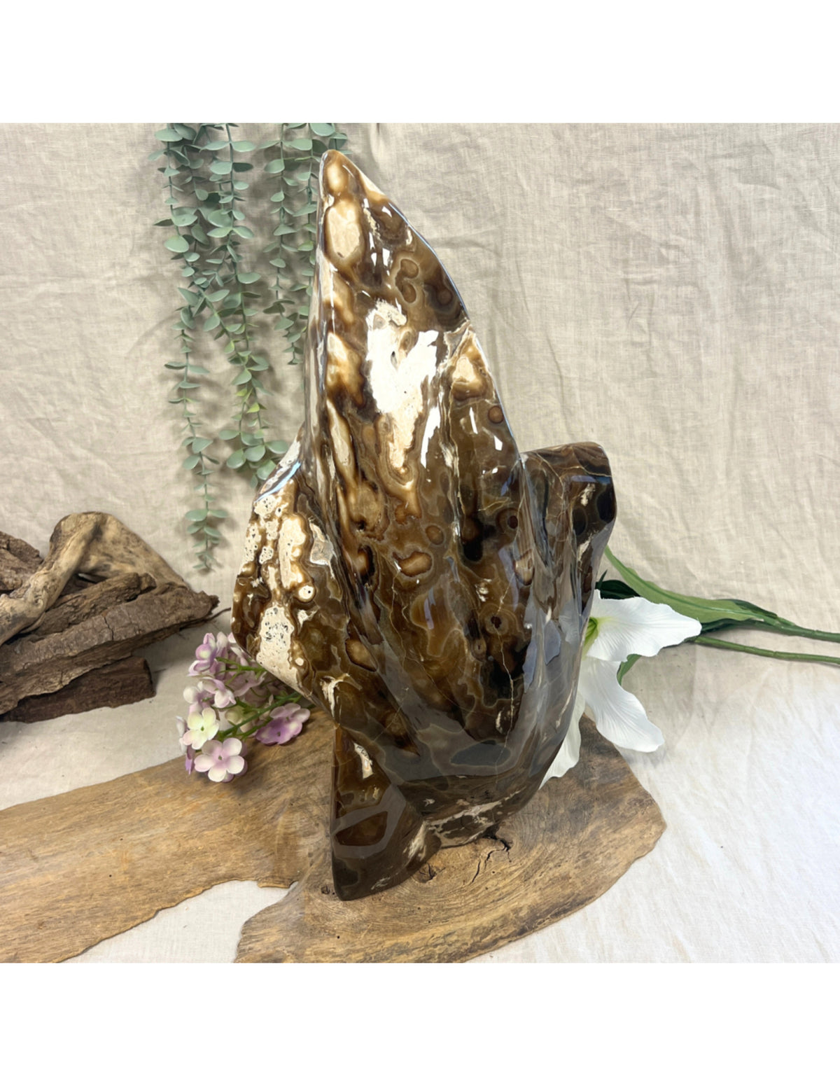 Aragonit skulptur, brun, 46 cm hög, 9,44 kg, nr 10