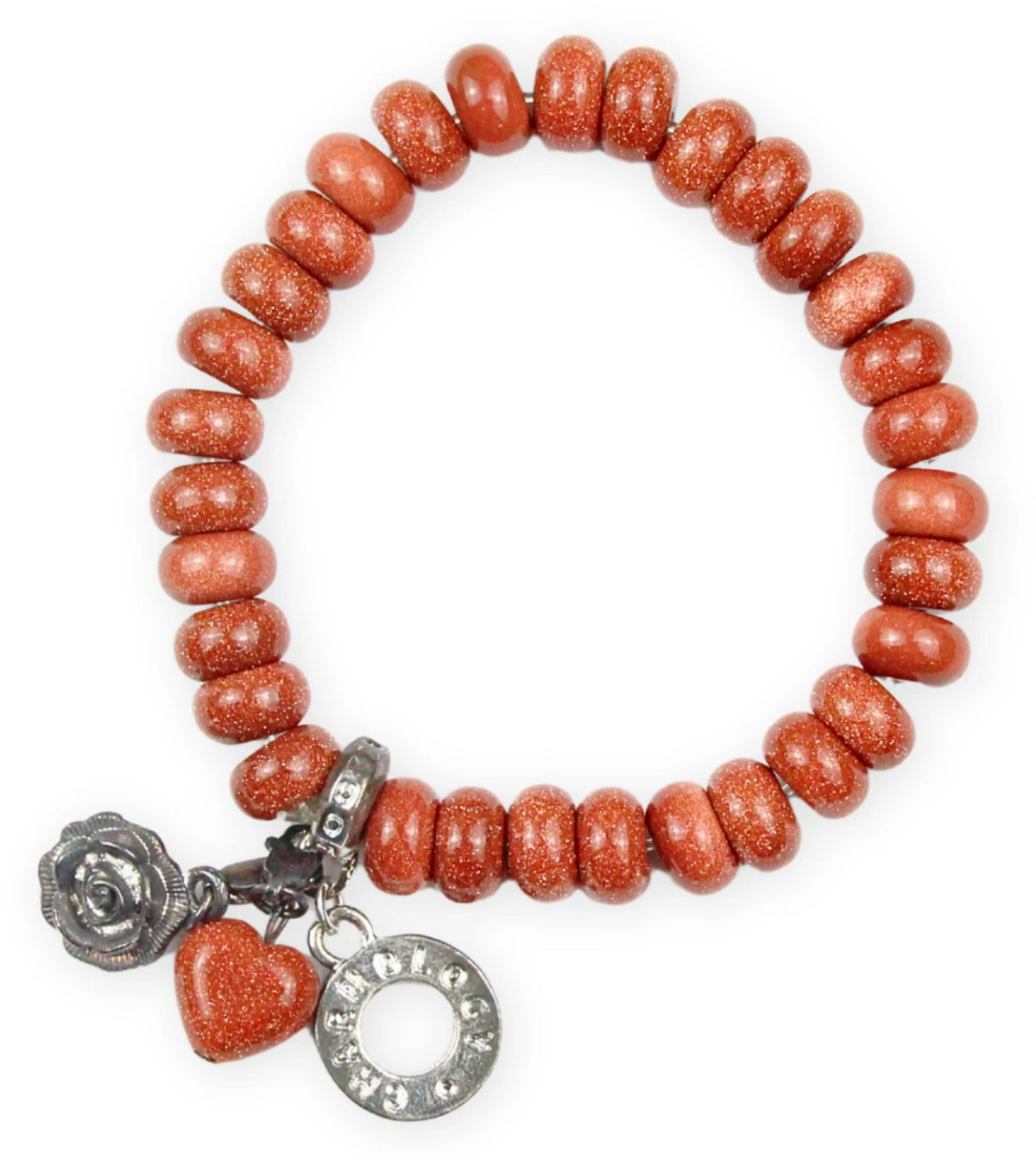 Guldsten armband med berlocker (glas), 18 cm