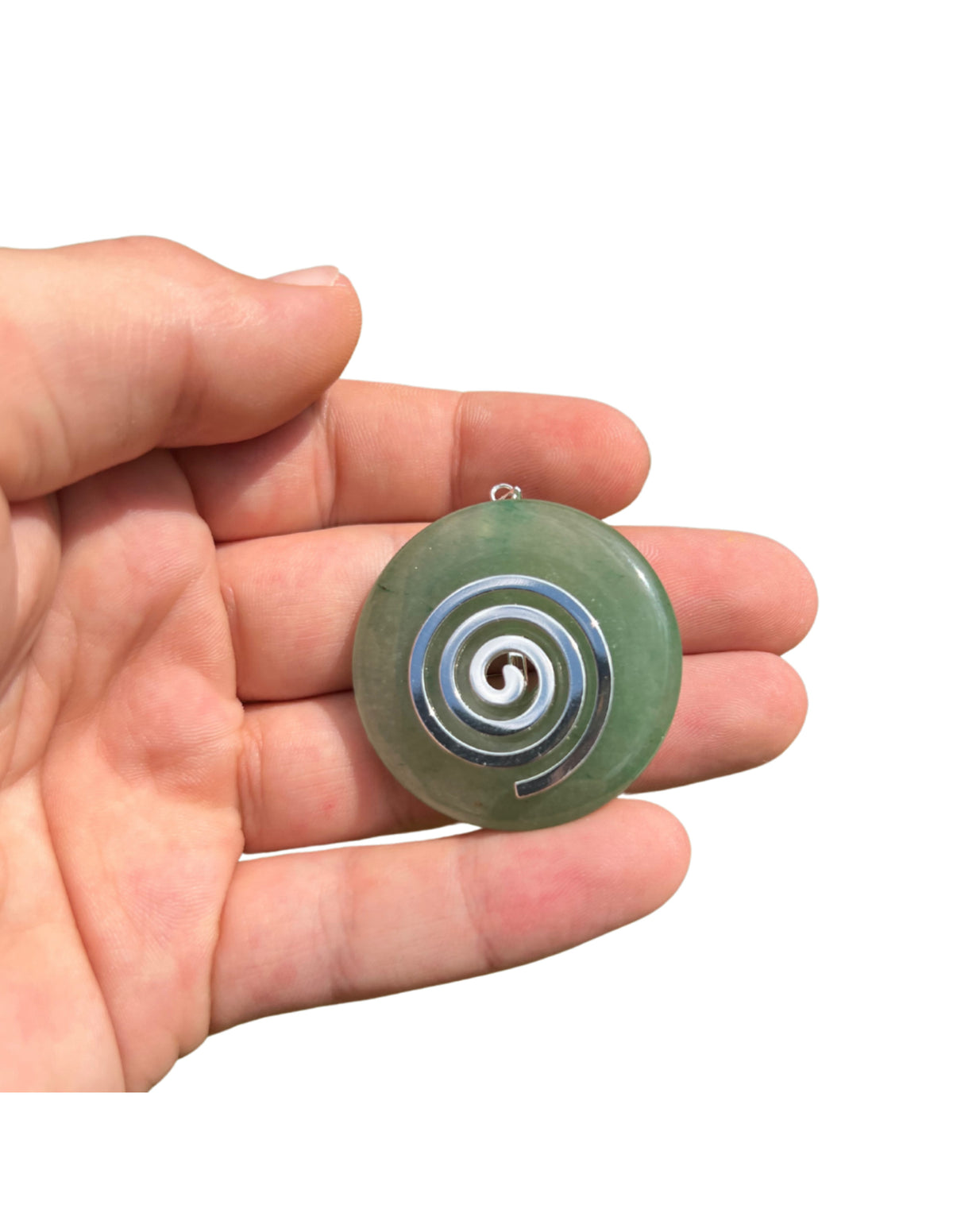 Grön aventurin donut i levensspiral-hänge, 4 cm