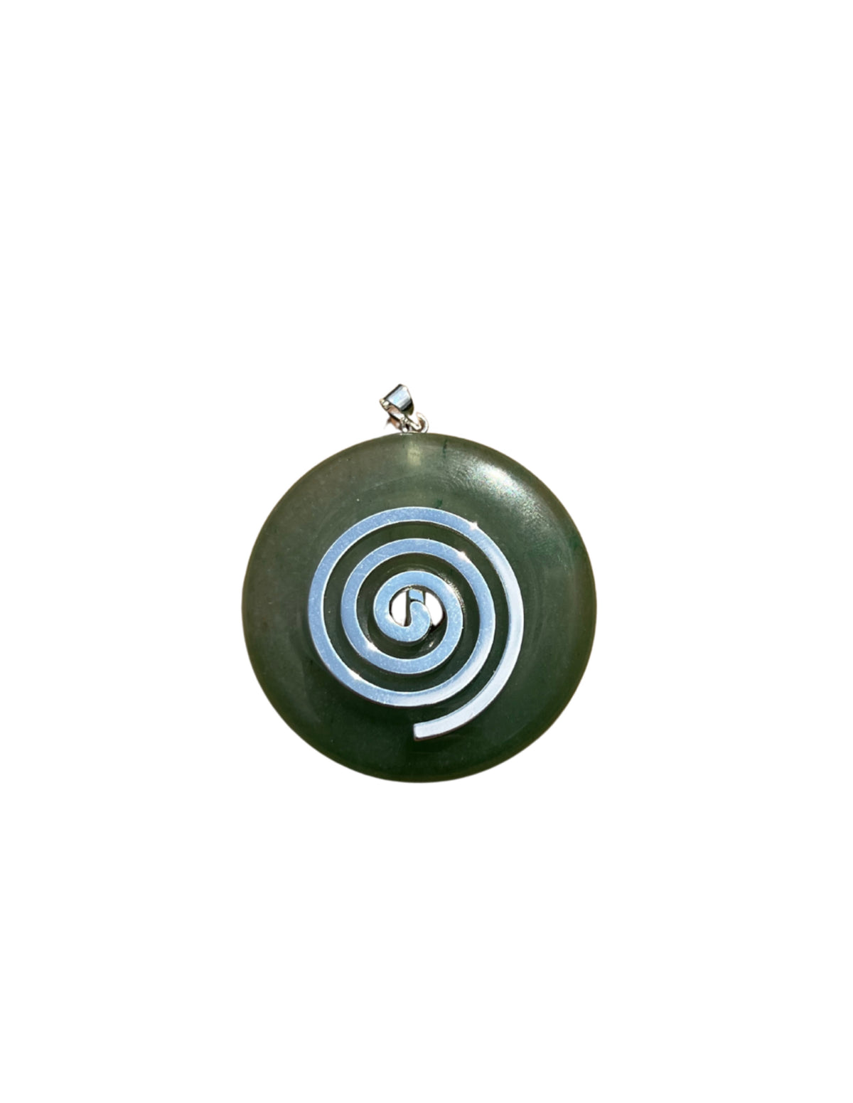 Grön aventurin donut i levensspiral-hänge, 4 cm