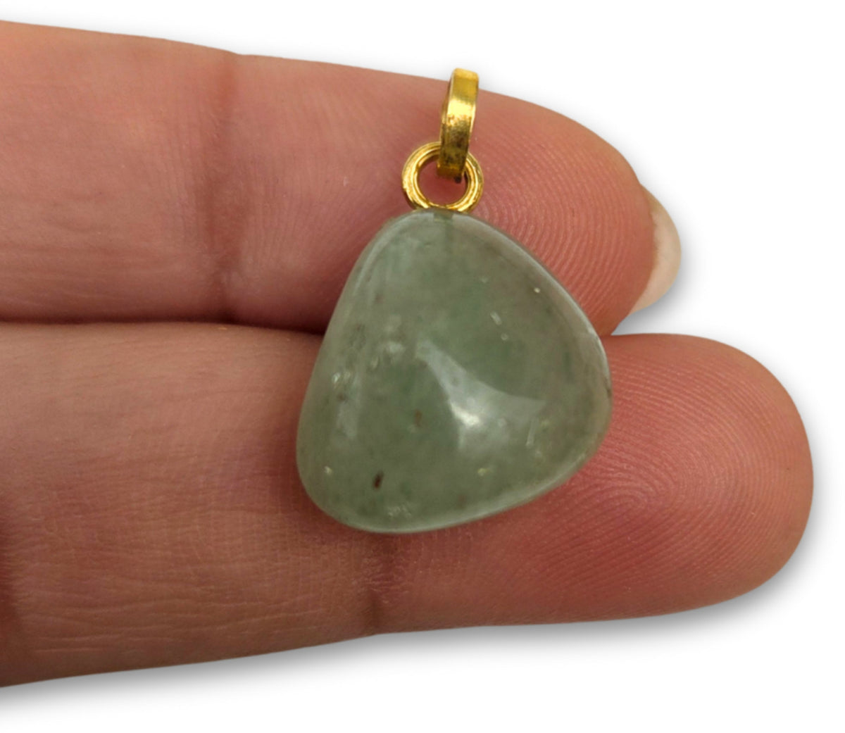 Aventurin hänge, borrat, förgylld kant, 2 cm
