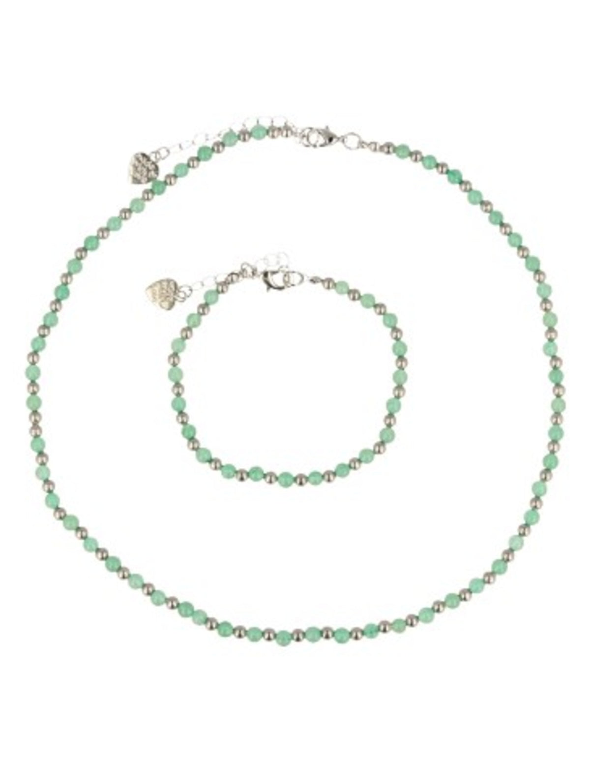 Grön aventurin halsband Ibiza Love, 4 mm pärlor, 45 cm
