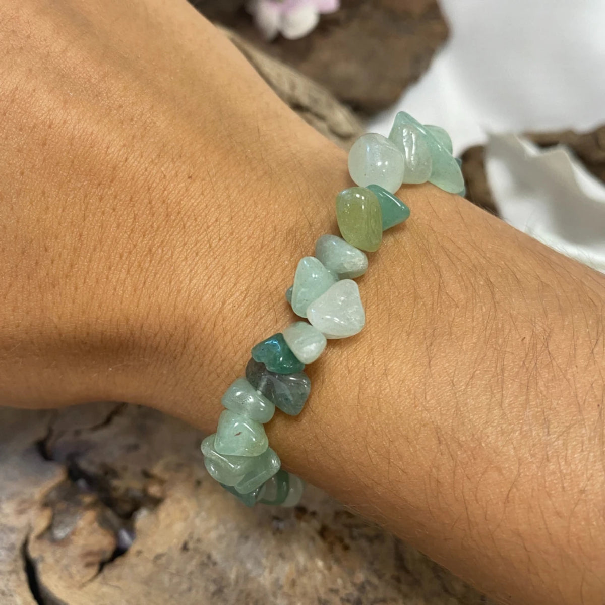 Grön aventurin armband med splitstenar