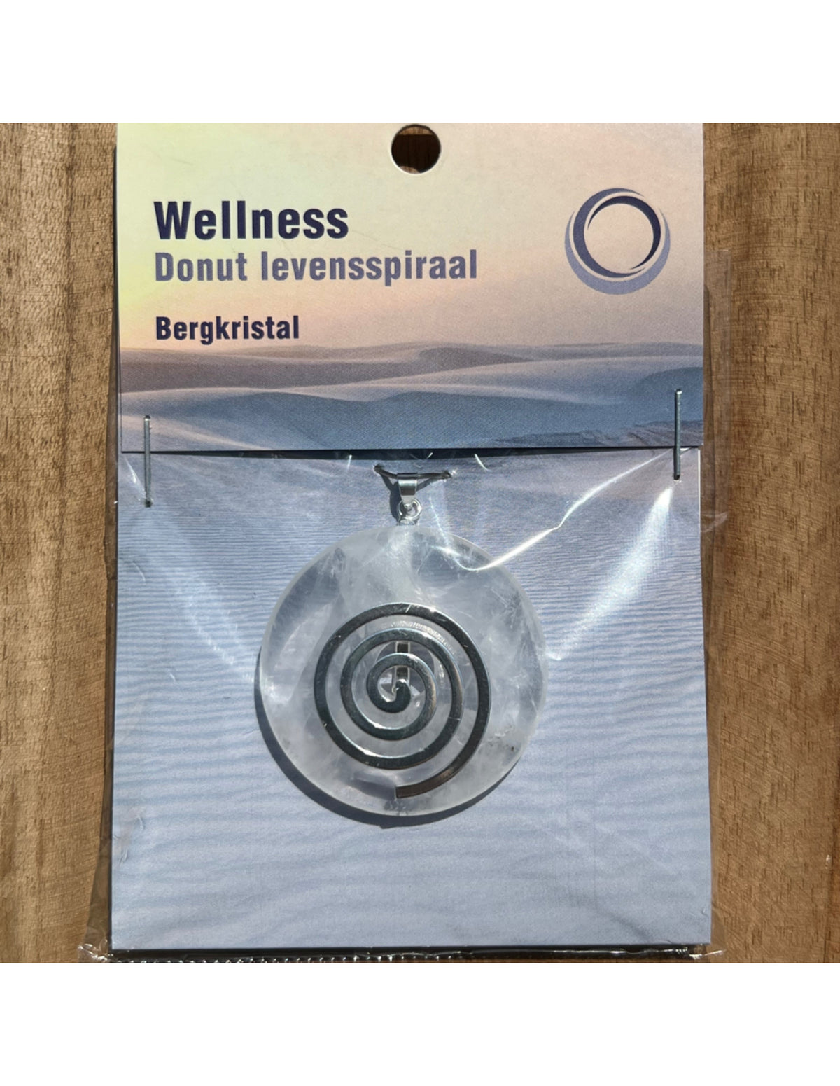 Bergkristall donut hänge, livsspiral, 4 cm