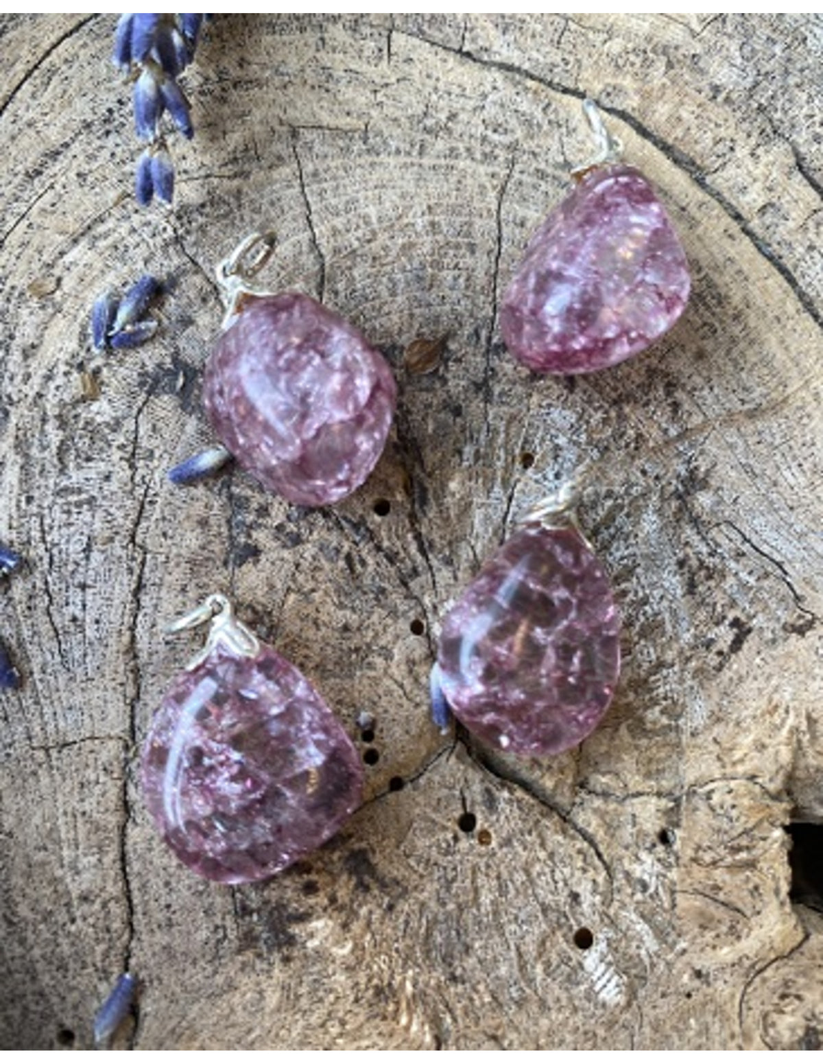 Bergkristall hänge, crackle, rosa (färgat)