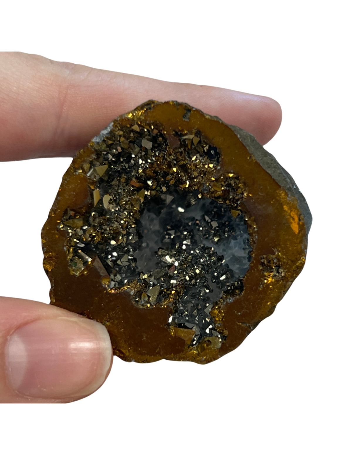 Bergkristall geod, guldfärgad (belagd), 2,5 till 5 cm