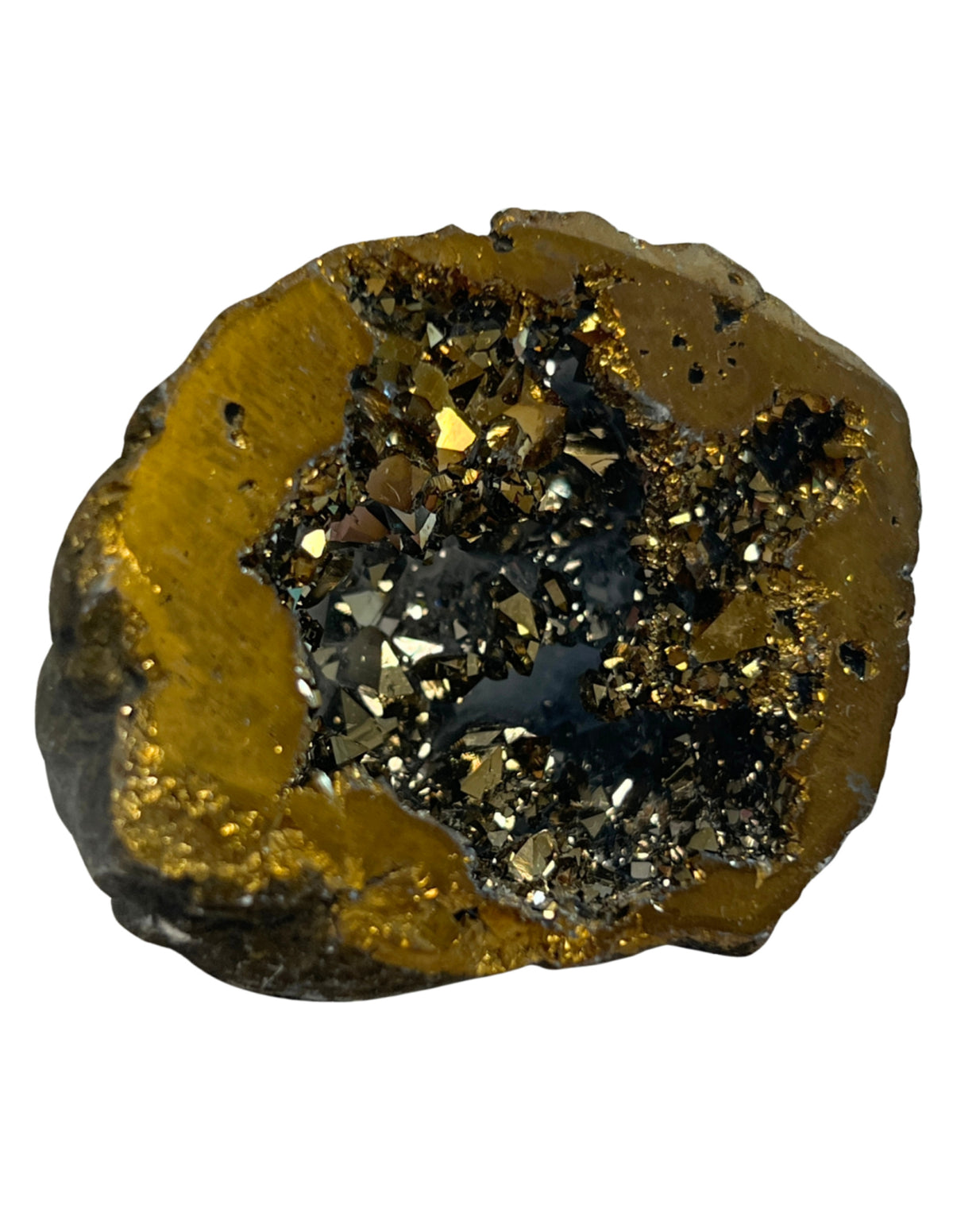 Bergkristall geod, guldfärgad (belagd), 2,5 till 5 cm