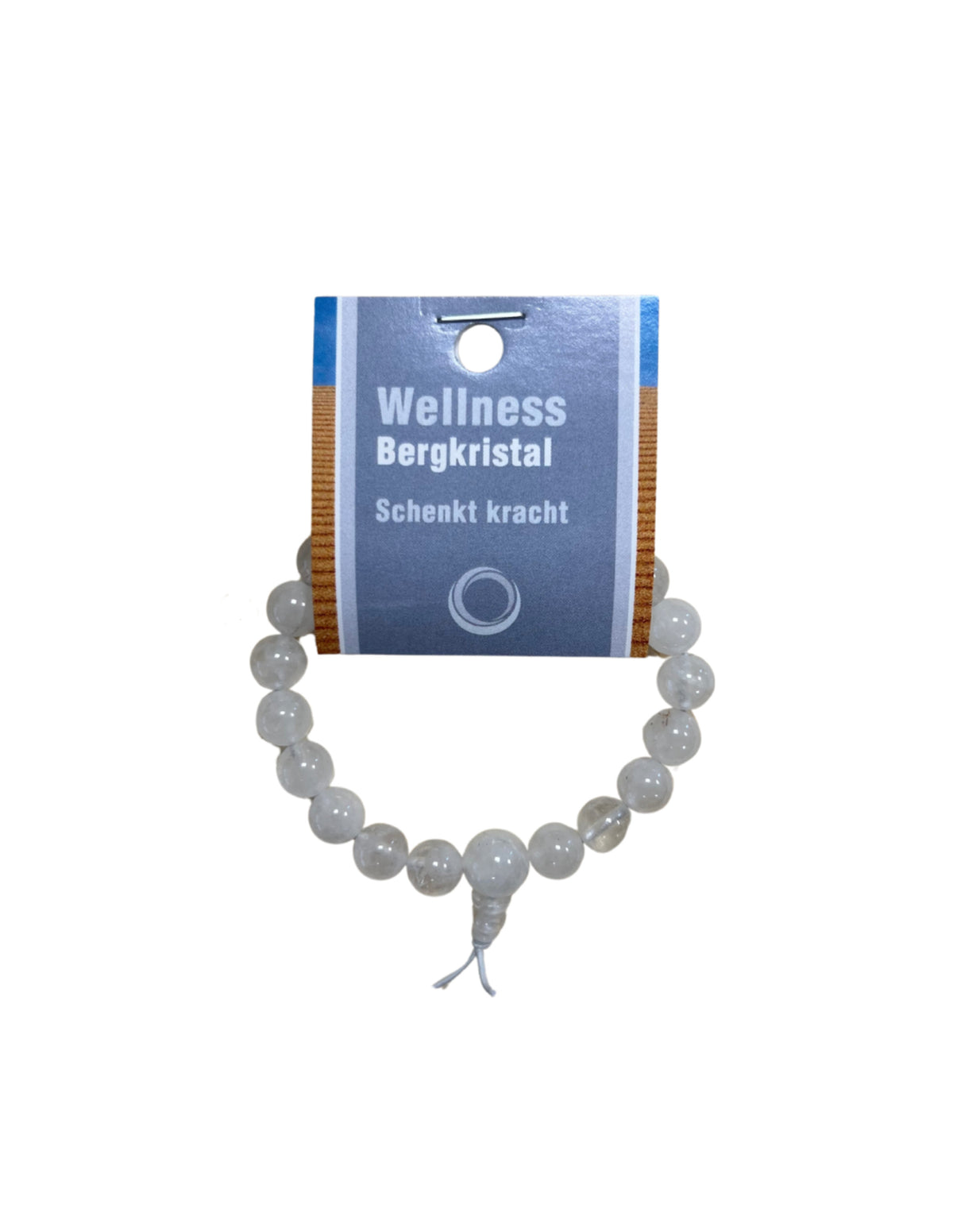 Bergkristall armband, powerbead, kulor 8 mm, 18 cm, På kort