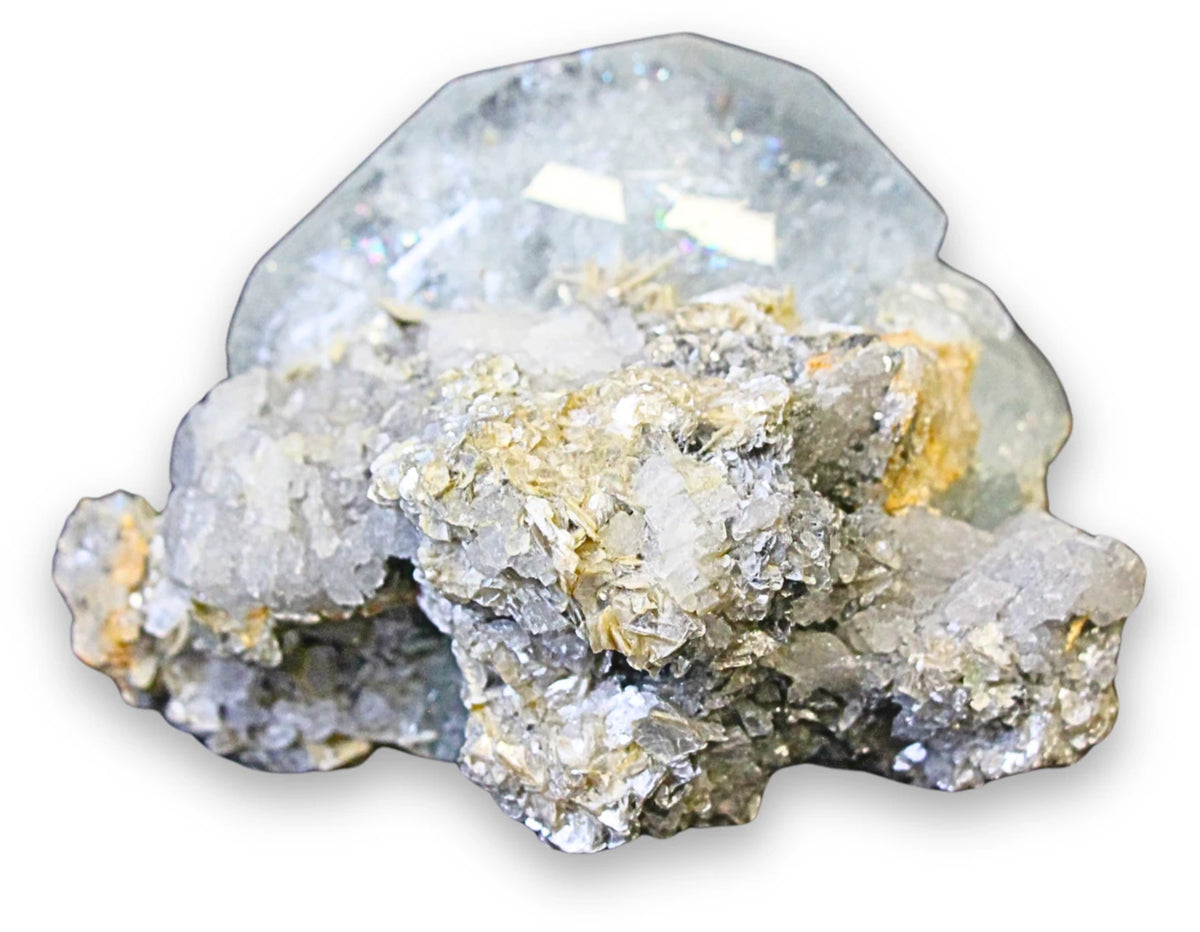 Akvamarin mineralprov på muskovit, 8,4 cm, 230 g, nr 90