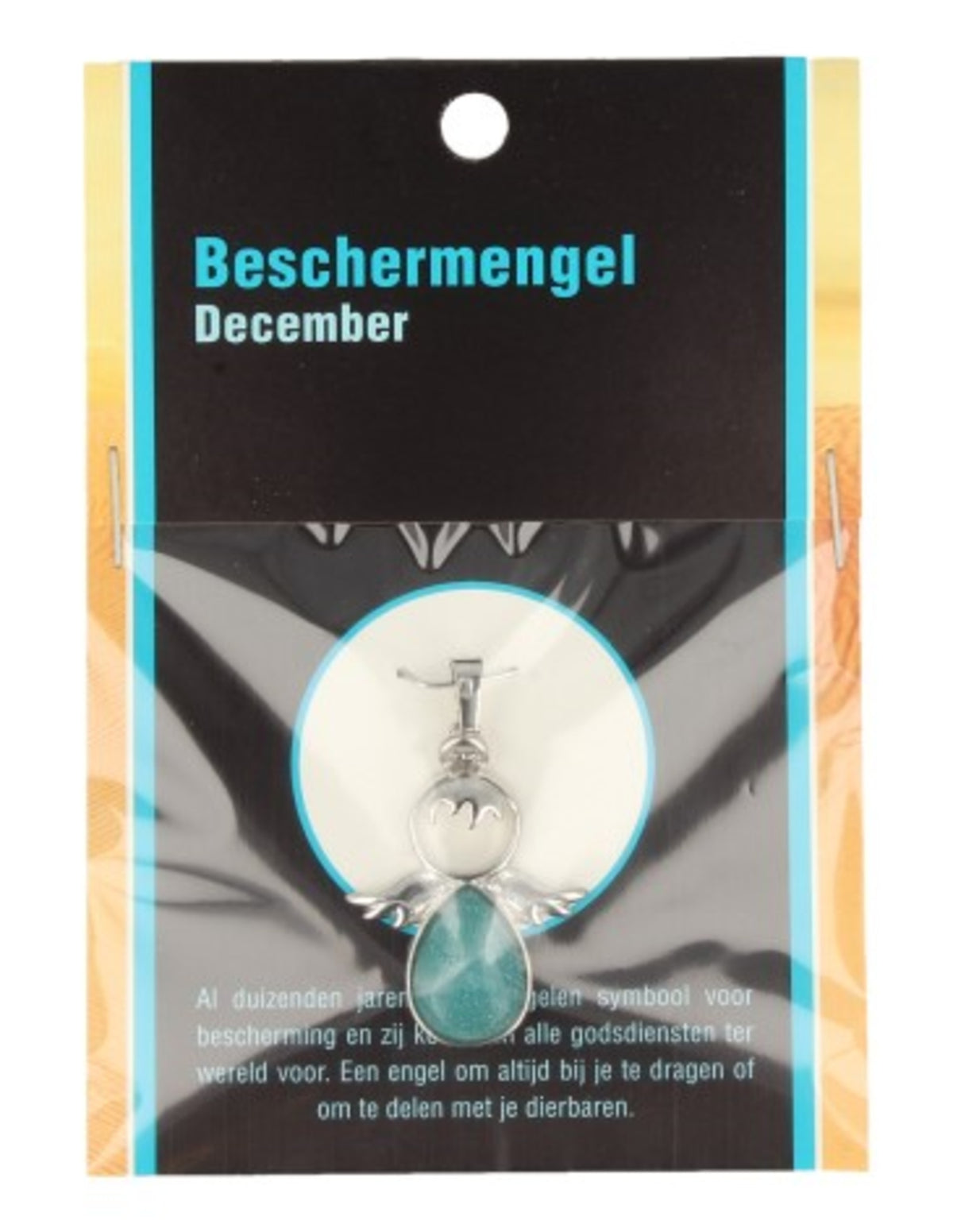 Amazonit skyddsängel hänge, december, 3,5 cm, På kort