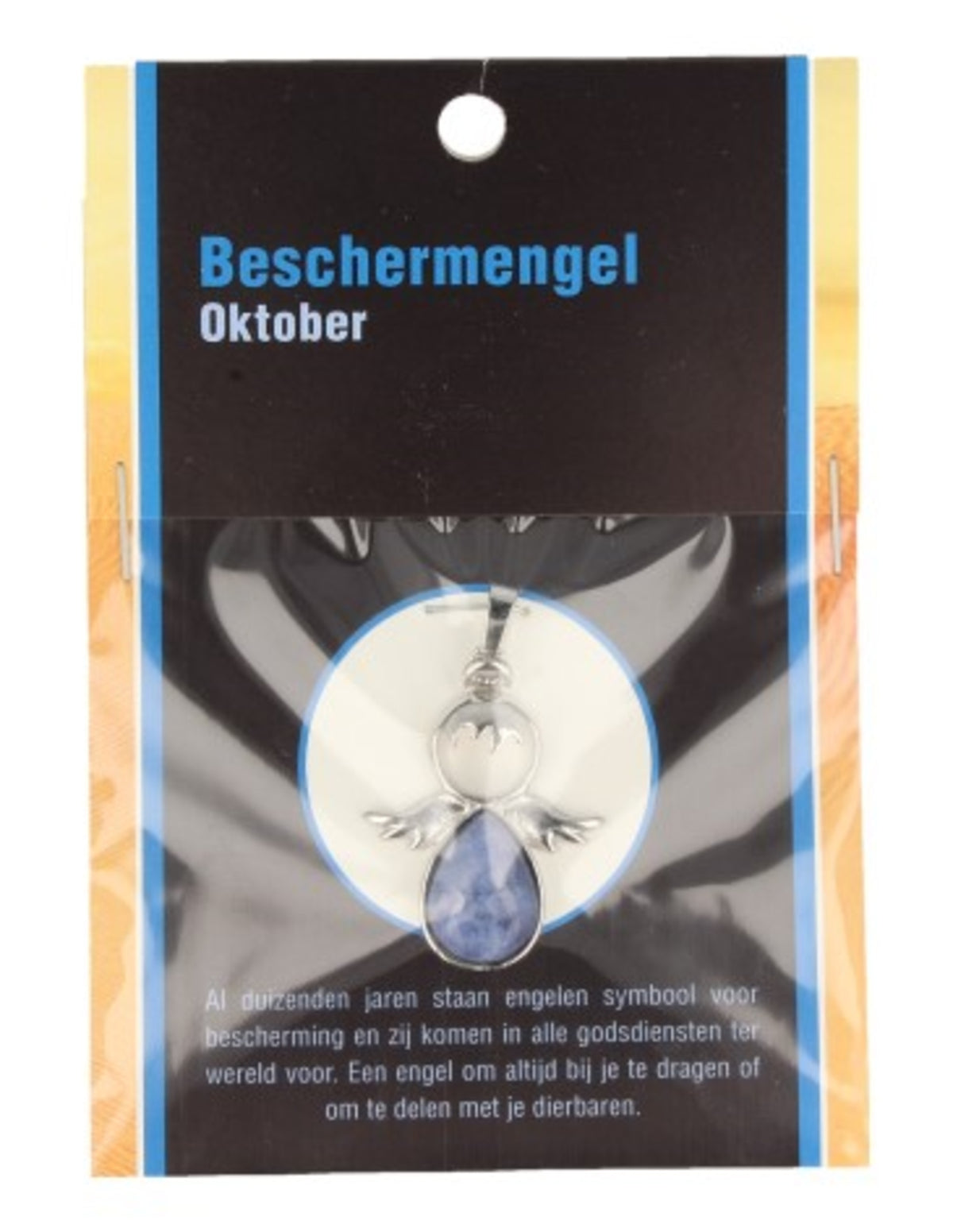 Sodalit skyddsängel hänge, oktober, 3,5 cm, På kort
