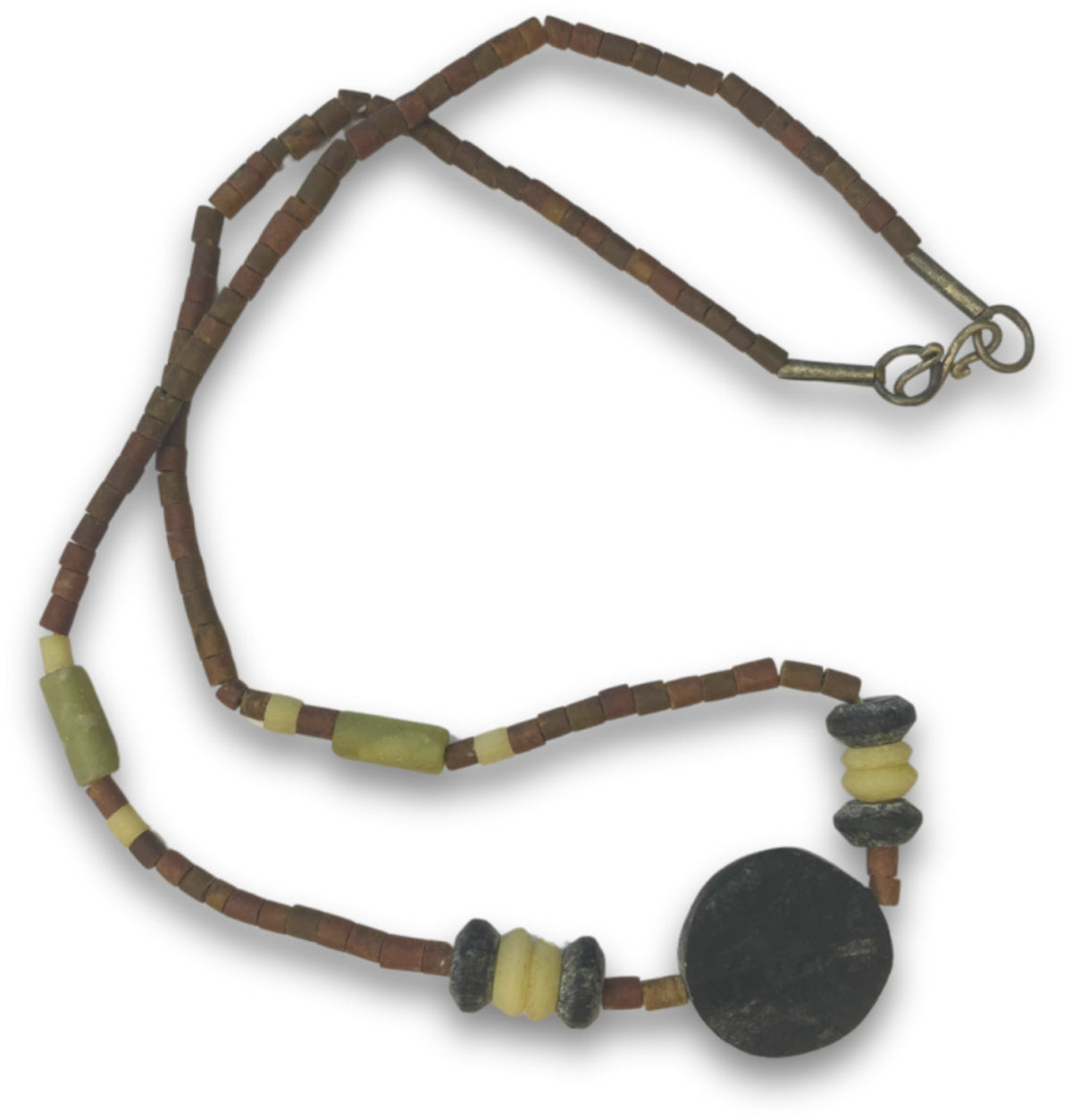 Jade halsband, bohemisk stil, mörk skiva, 45 cm