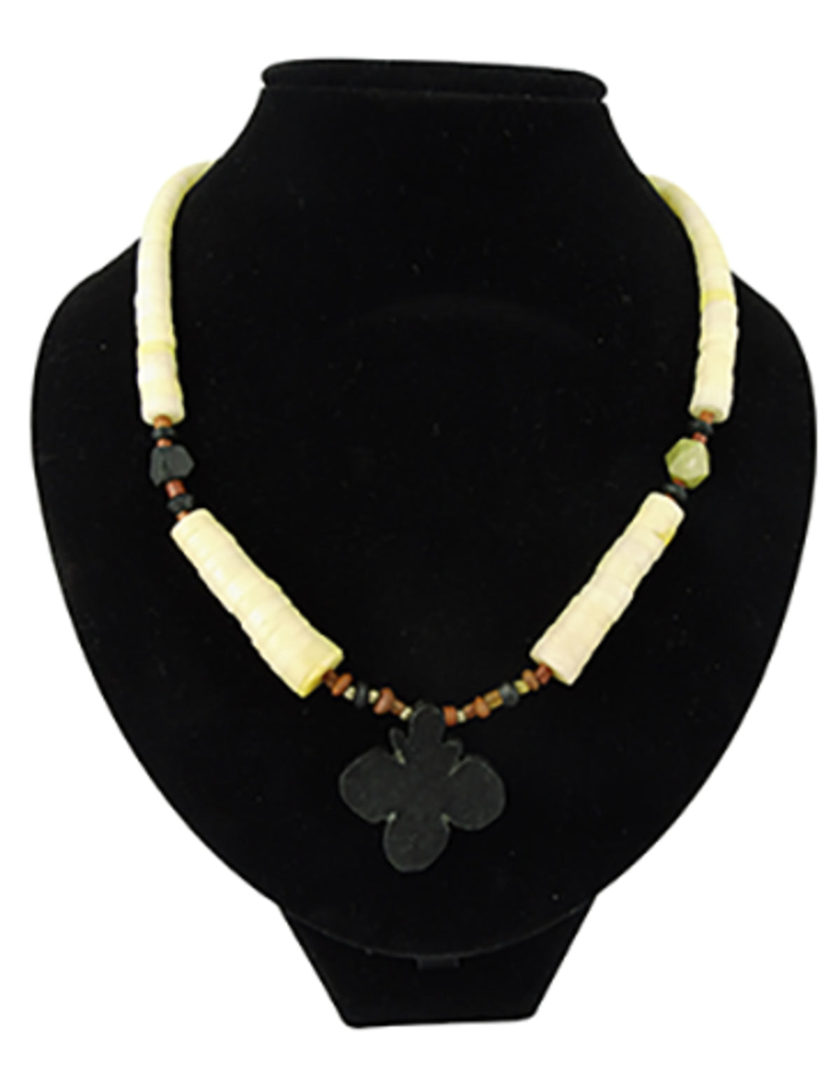 Jade halsband, bohemisk stil, svart blomhänge