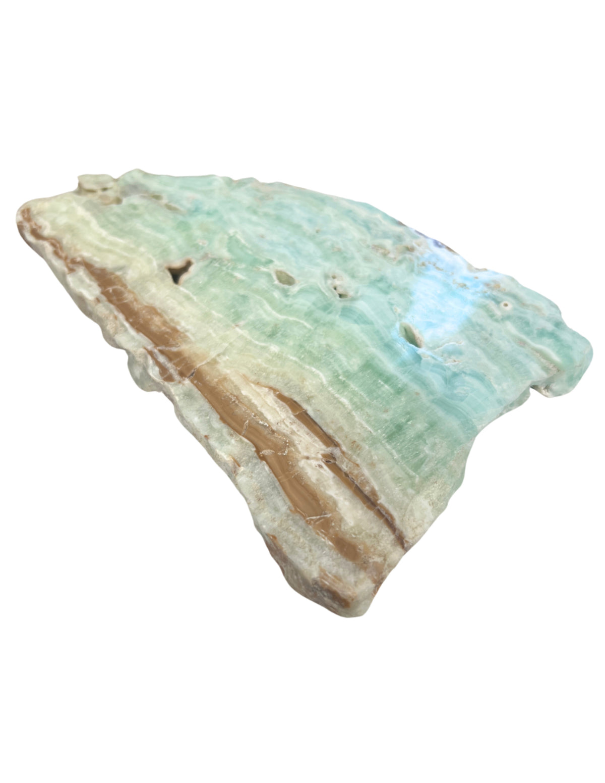Blå kalcit skiva, Caribbean blue, 22,5 x 13 cm, nr 07