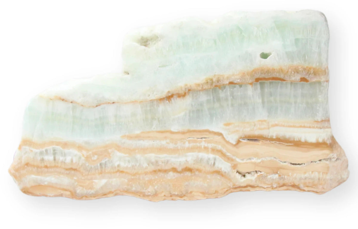 Blå kalcit skiva, Caribbean blue, 8,5 x 16 cm, nr 08