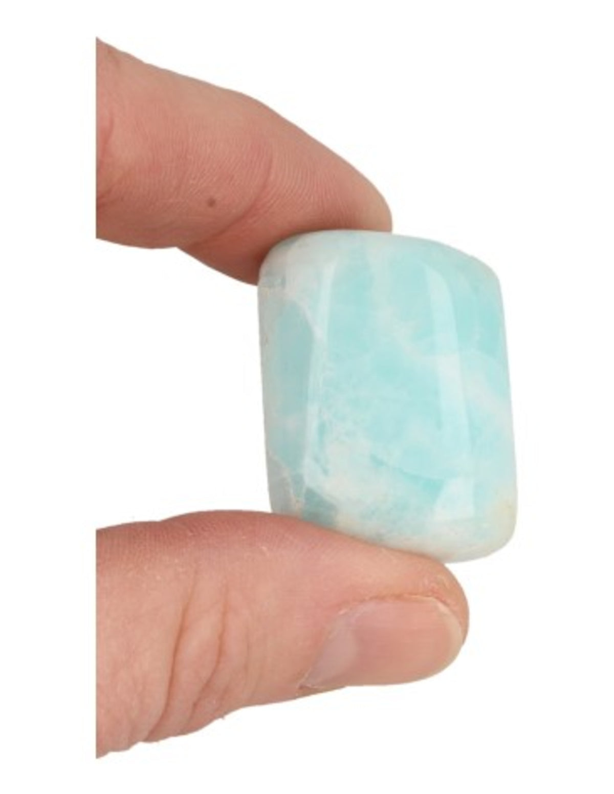 Blå kalcit trumlade stenar, Caribbean blue, 3 st, ca 30 mm