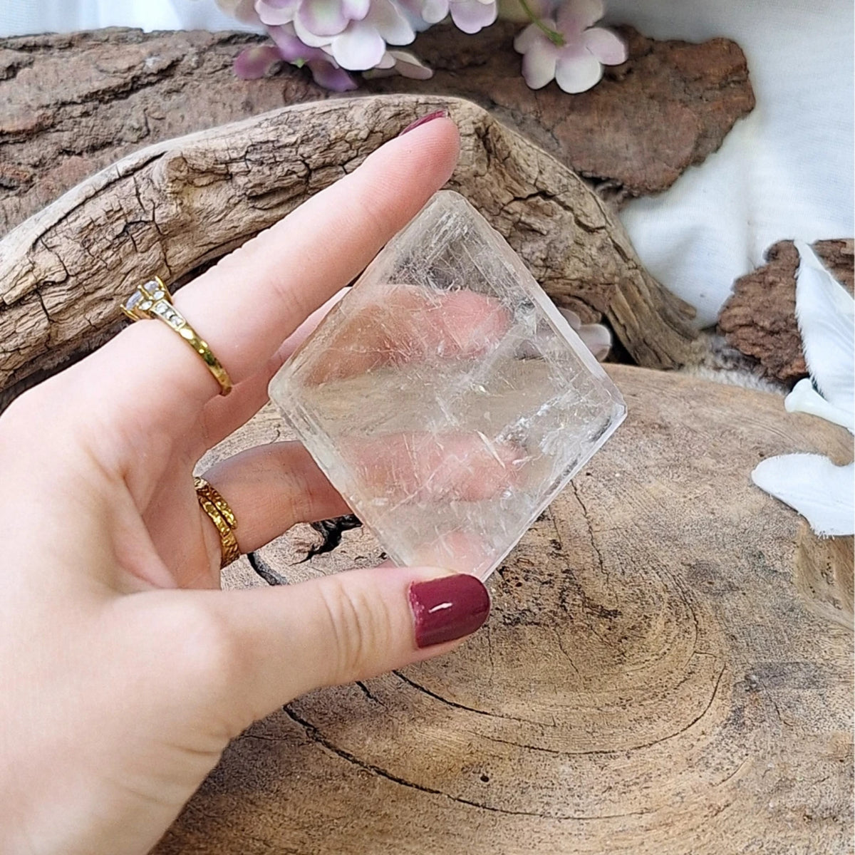 Kalcit dubbelspat, gul, transparent, 6 cm, nr 03