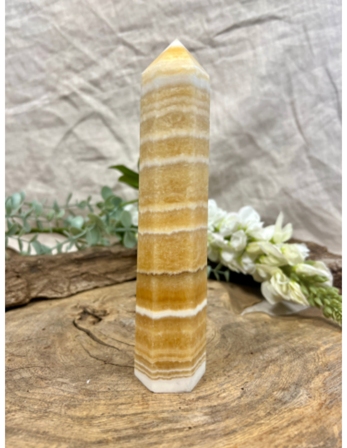 Gul kalcit spets, gul och orange, 19 cm, nr 02
