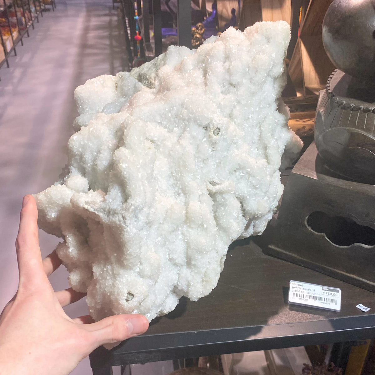 Kalcit kristallformation, vit, 28 x 40 x 30 cm, 25,2 kg, nr 5