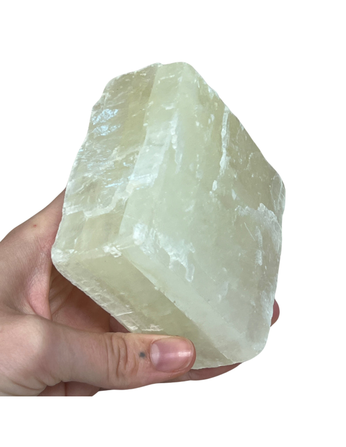 Grön kalcit dubbelspat, rå block, 571 g, nr 1234