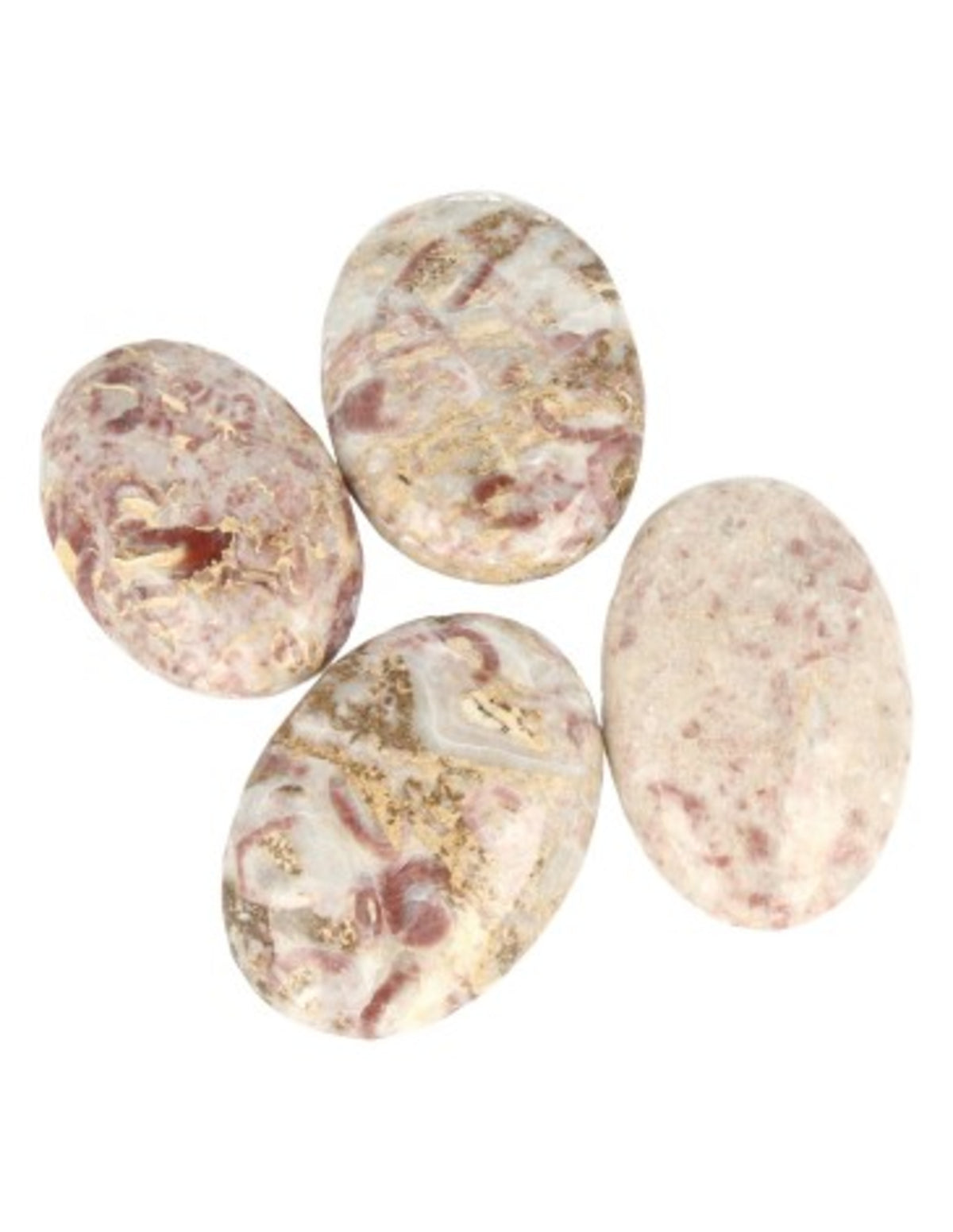 Strawberrykalcit palmsten, rosa, 6 till 8 cm
