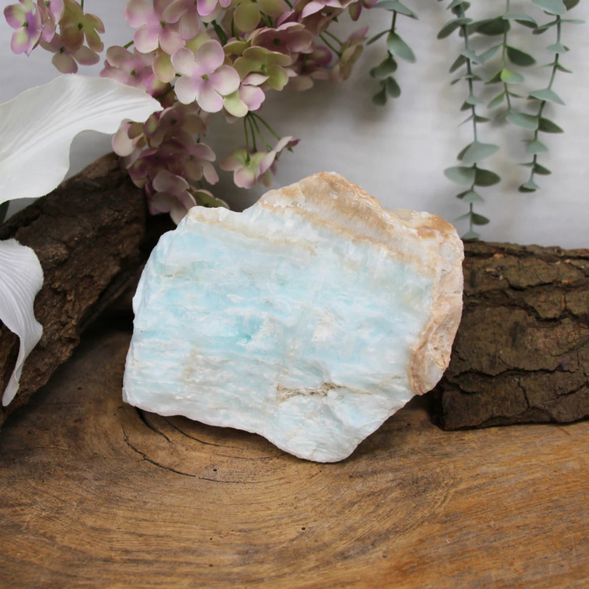 Kalcit Caribbean blue, rå, 19 x 13,5 x 6 cm, 1,49 kg, nr 4