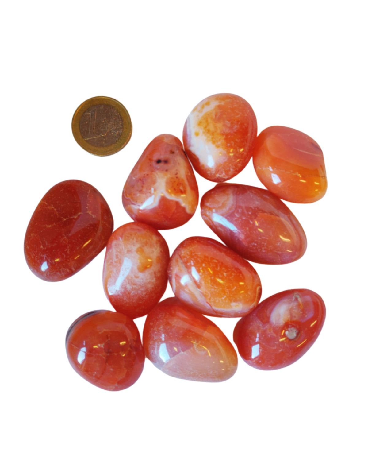 Karneol trumlade stenar, 250 g, 2 till 3 cm