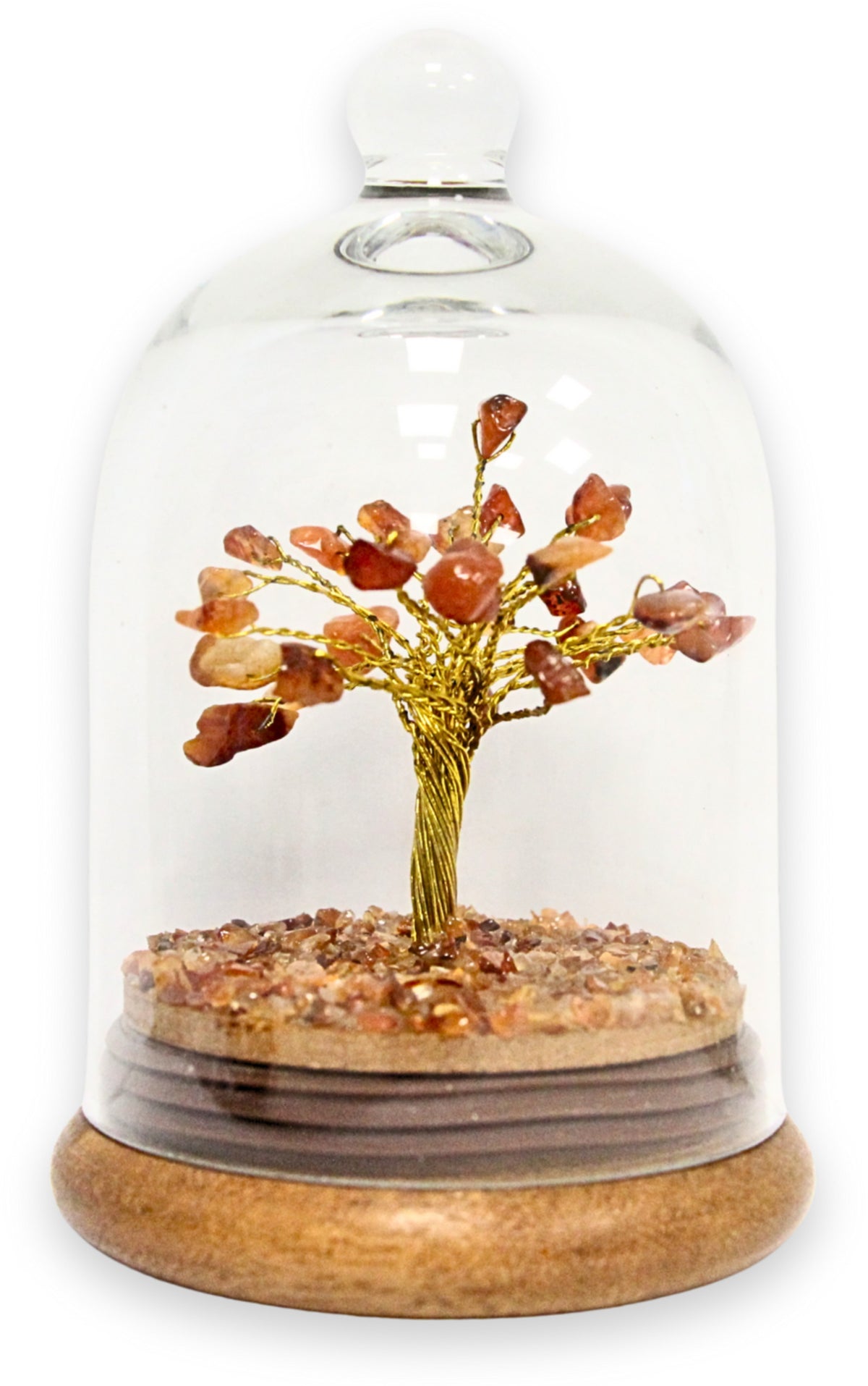 Karneol träd under glaskupa, 12,6 cm