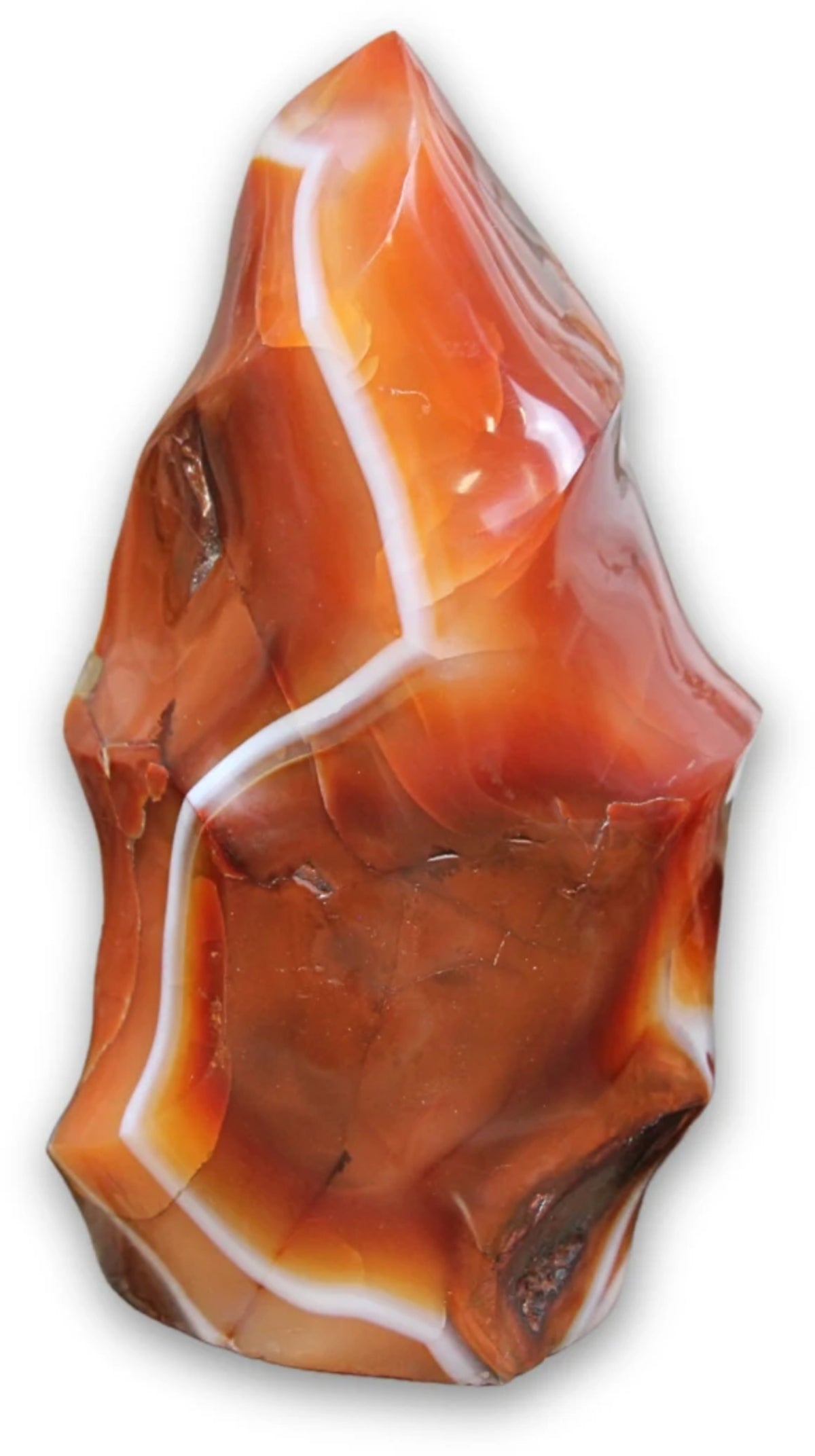 Karneol feng shui flamma, orange till rödbrun, 13,5 cm, nr 13